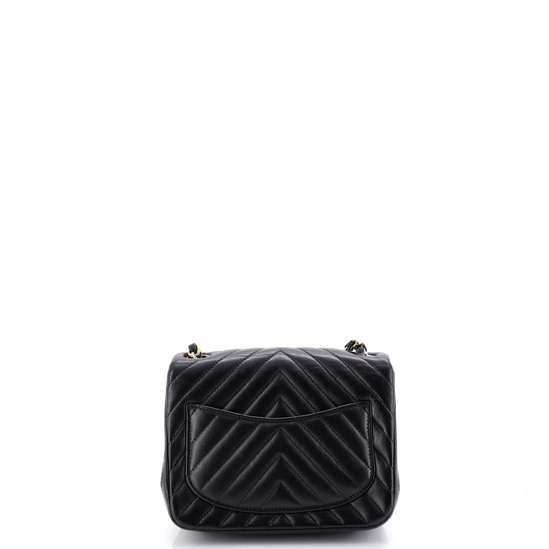 Square Classic Single Flap Bag Chevron Lambskin Mini