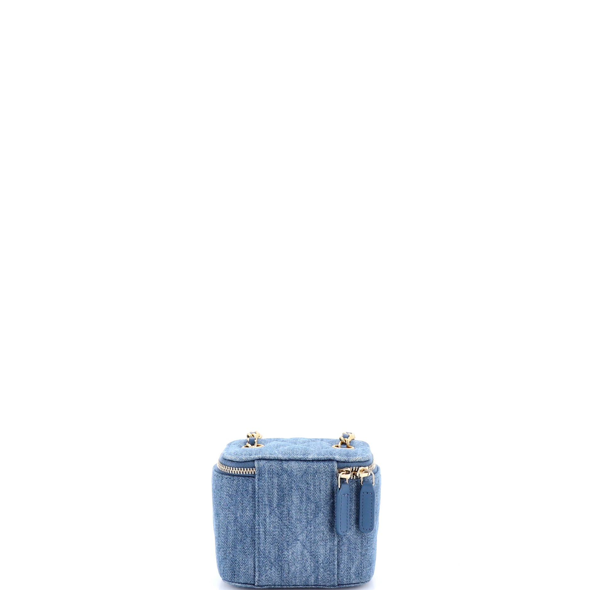 Pearl Crush Vanity Case with Chain Quilted Denim Mini