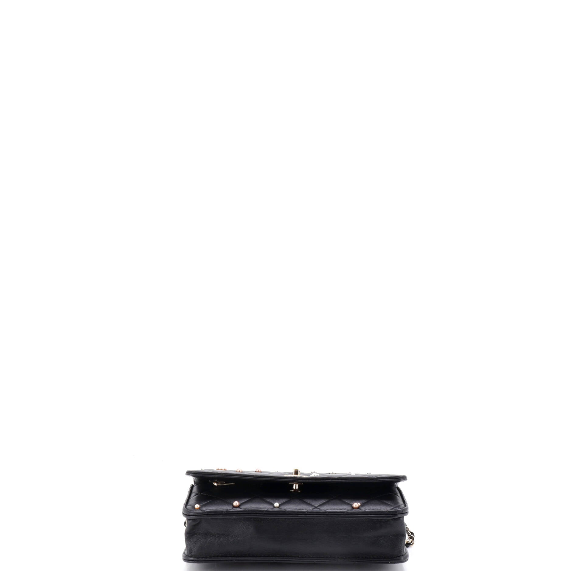 Wallet on Chain Pearl Studded Quilted Lambskin