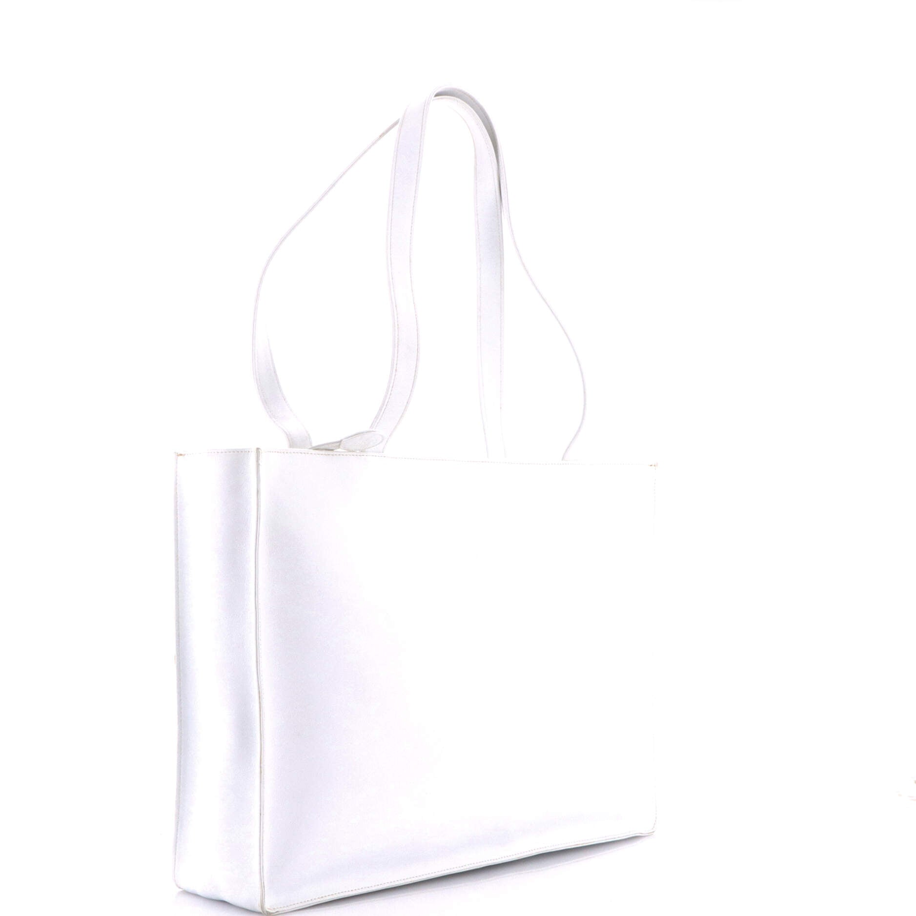 Vintage Camellia CC Shopping Tote Leather Large