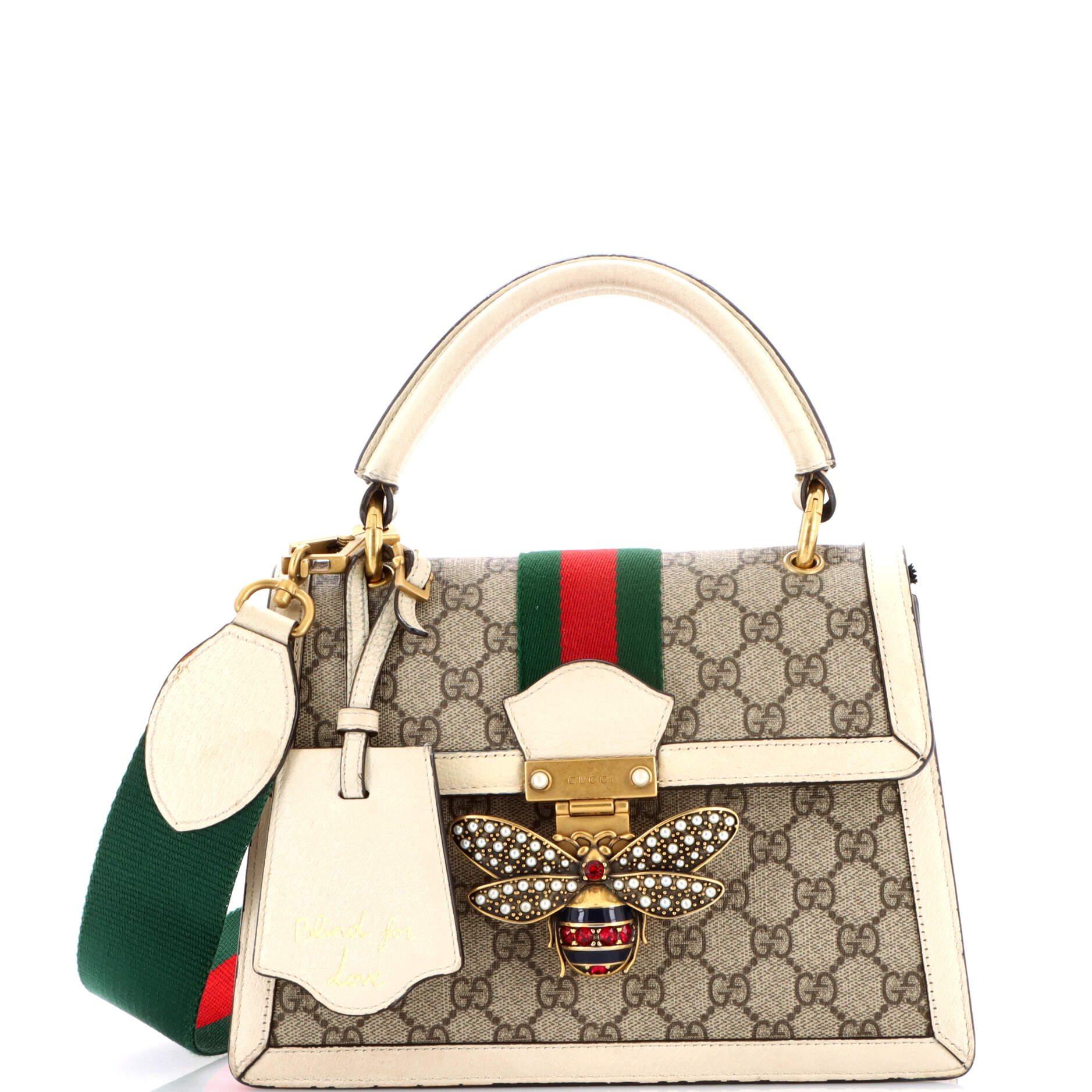 Queen Margaret Top Handle Bag GG Coated Canvas with Leather Small