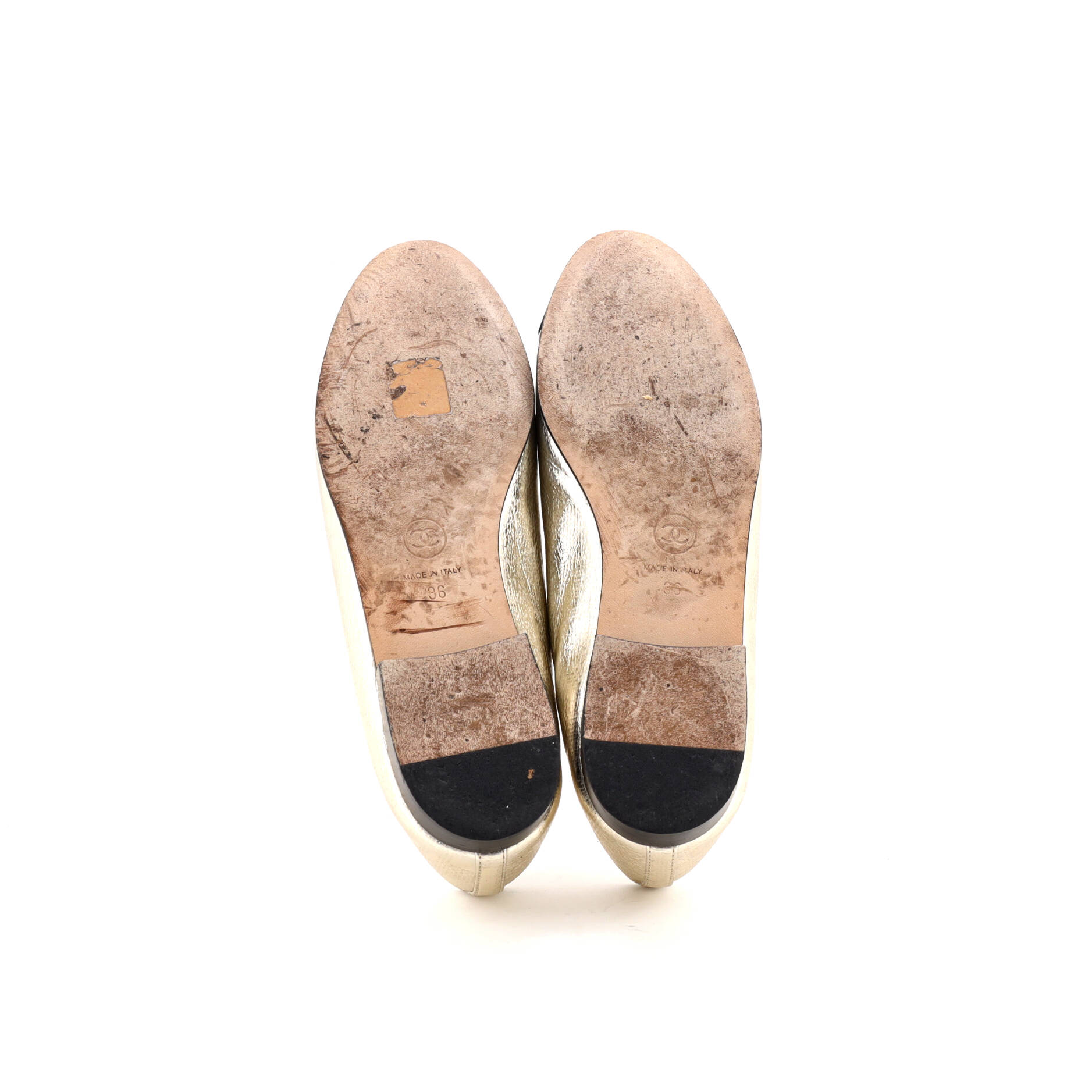 Women's CC Cap Toe Bow Ballerina Flats Leather with Grosgrain