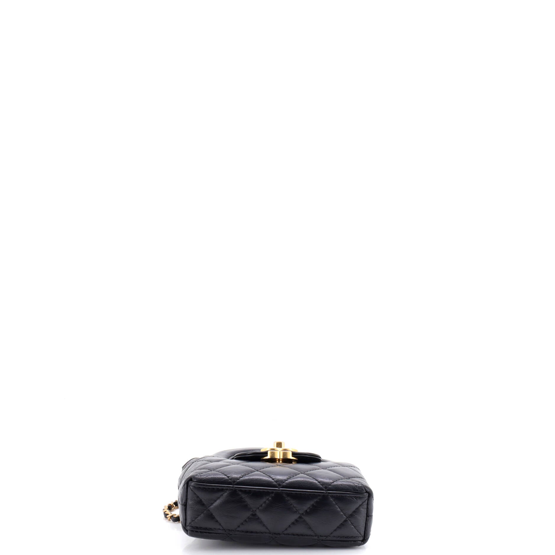 Kelly Top Handle Shopping Bag Quilted Shiny Aged Calfskin Nano