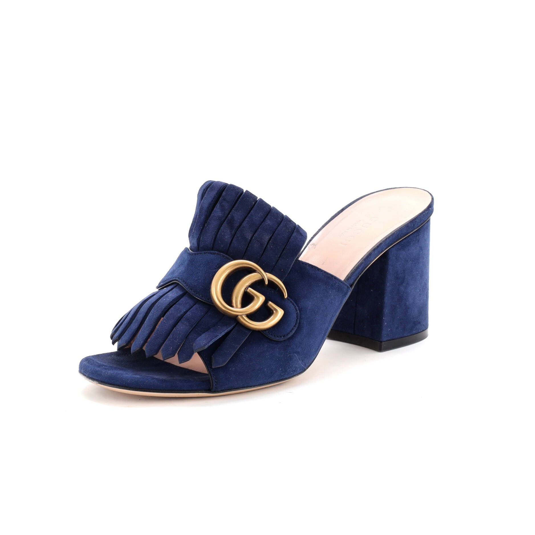 Women's GG Marmont Fringed Heeled Sandals Suede
