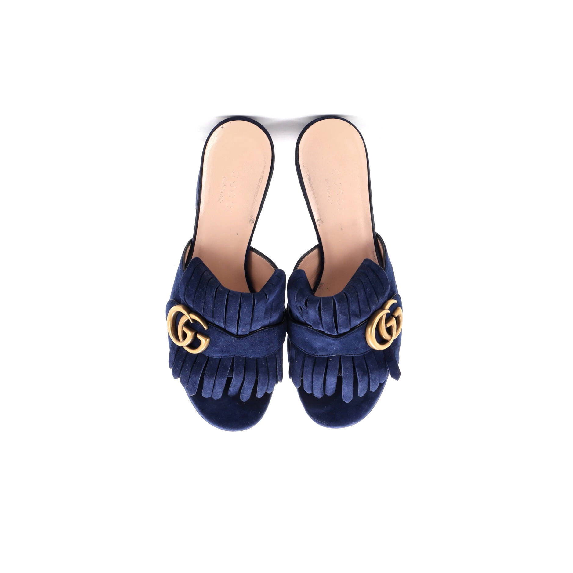 Women's GG Marmont Fringed Heeled Sandals Suede