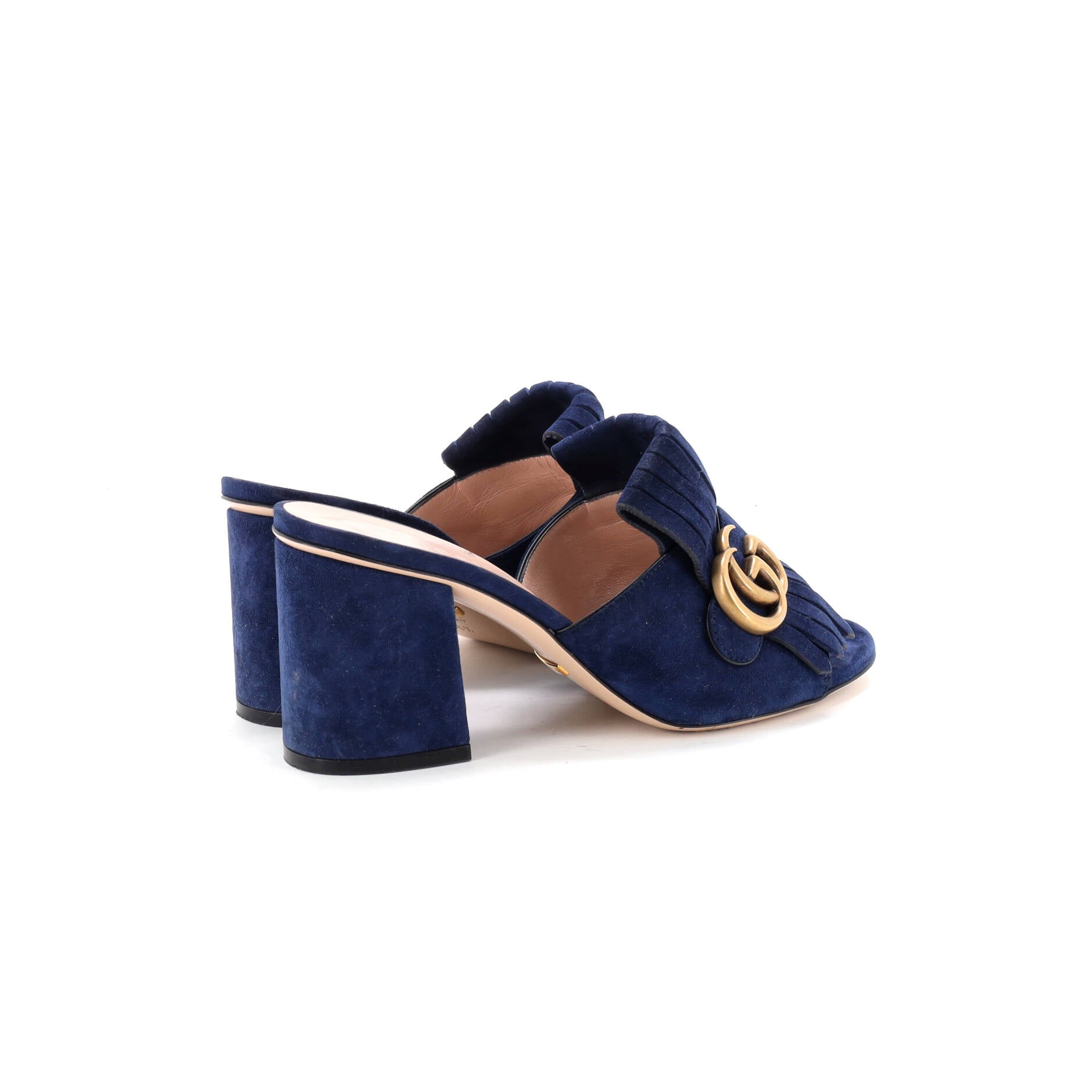 Women's GG Marmont Fringed Heeled Sandals Suede