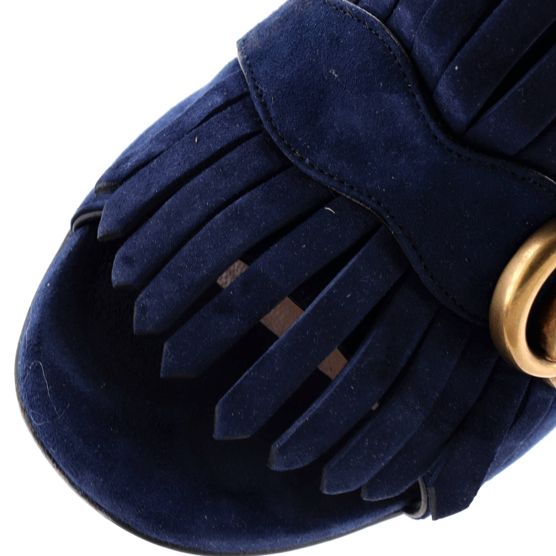 Women's GG Marmont Fringed Heeled Sandals Suede