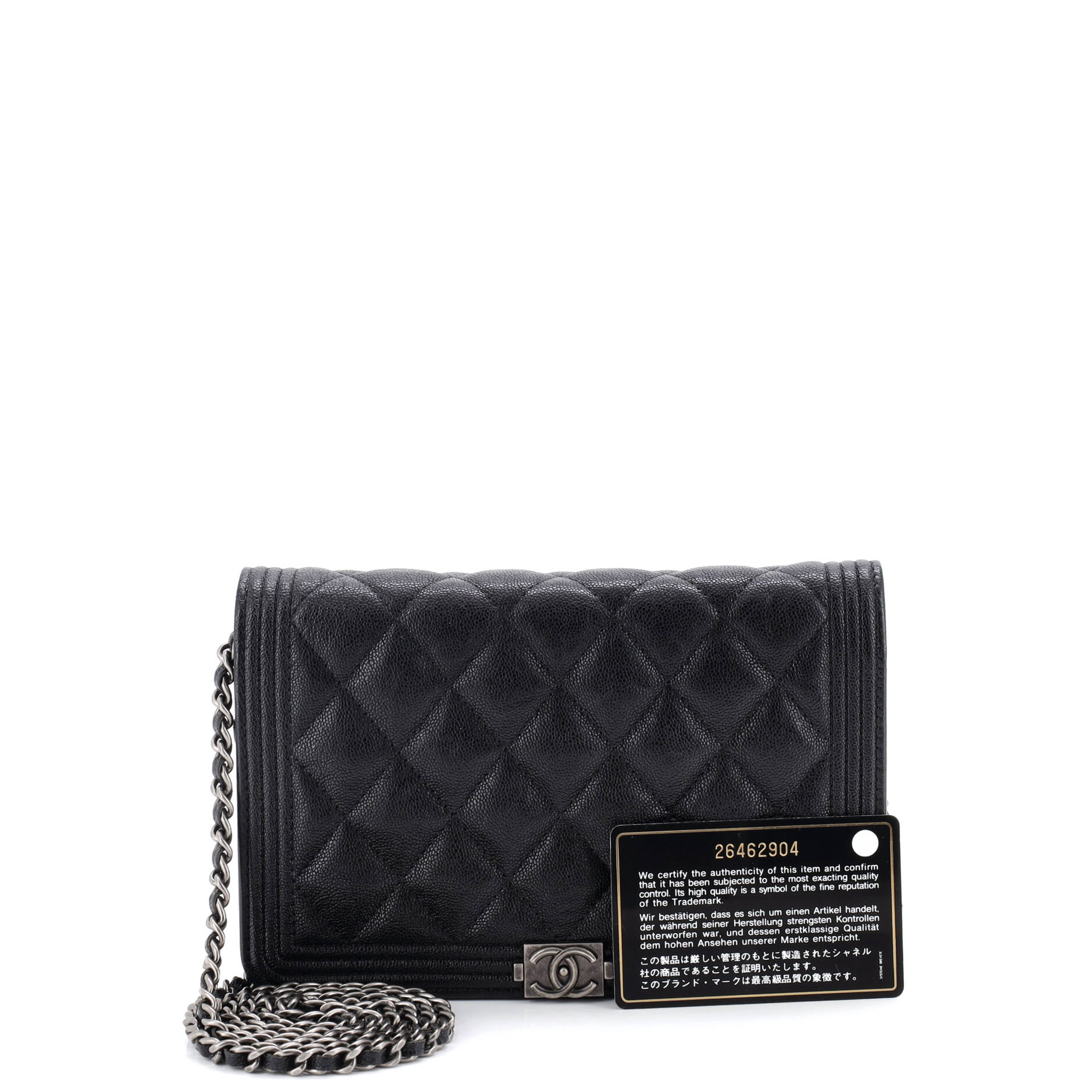 Boy Wallet on Chain Quilted Caviar