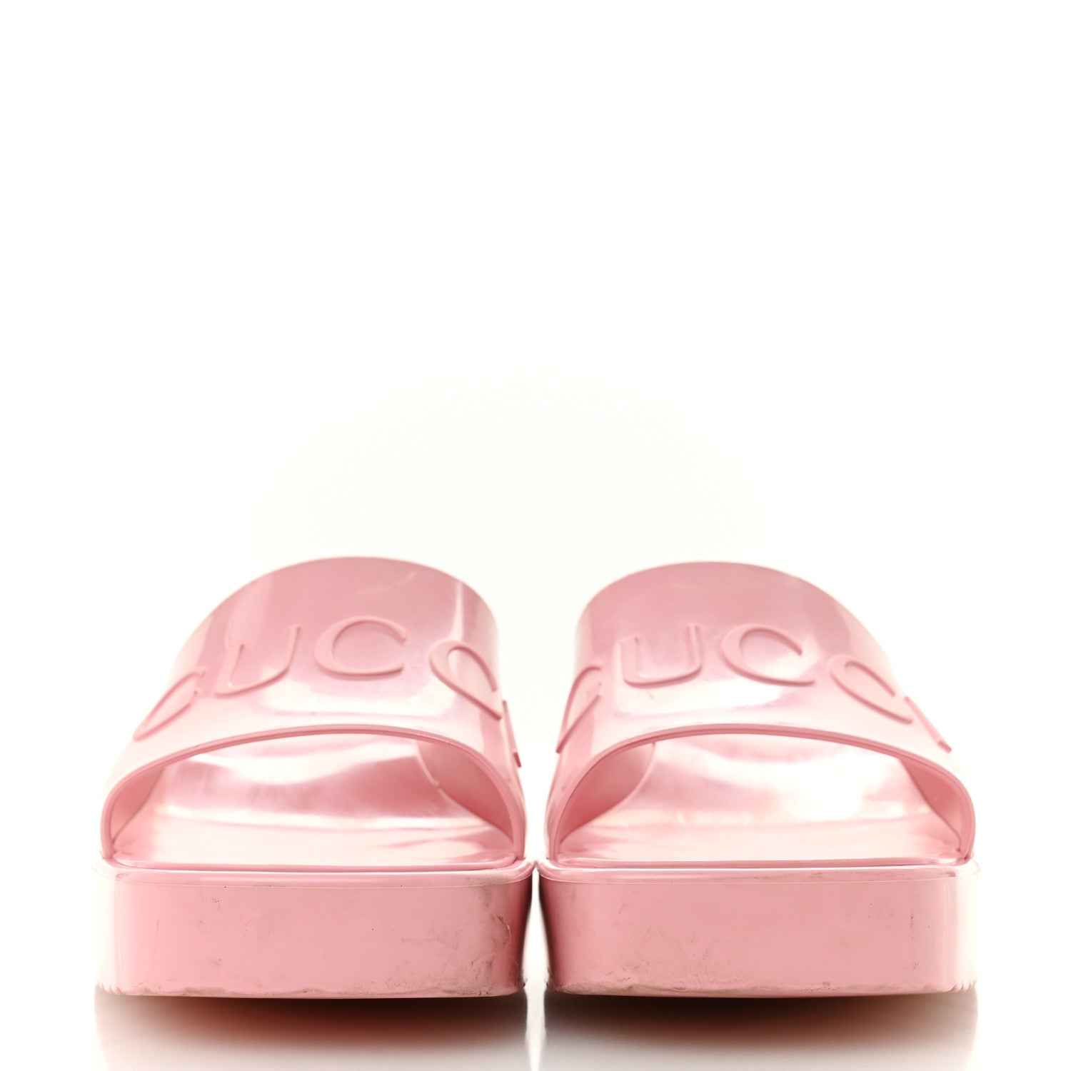 Rubber Gucci Logo Womens Platform 20/60mm Slide Sandals 41 Wild Rose