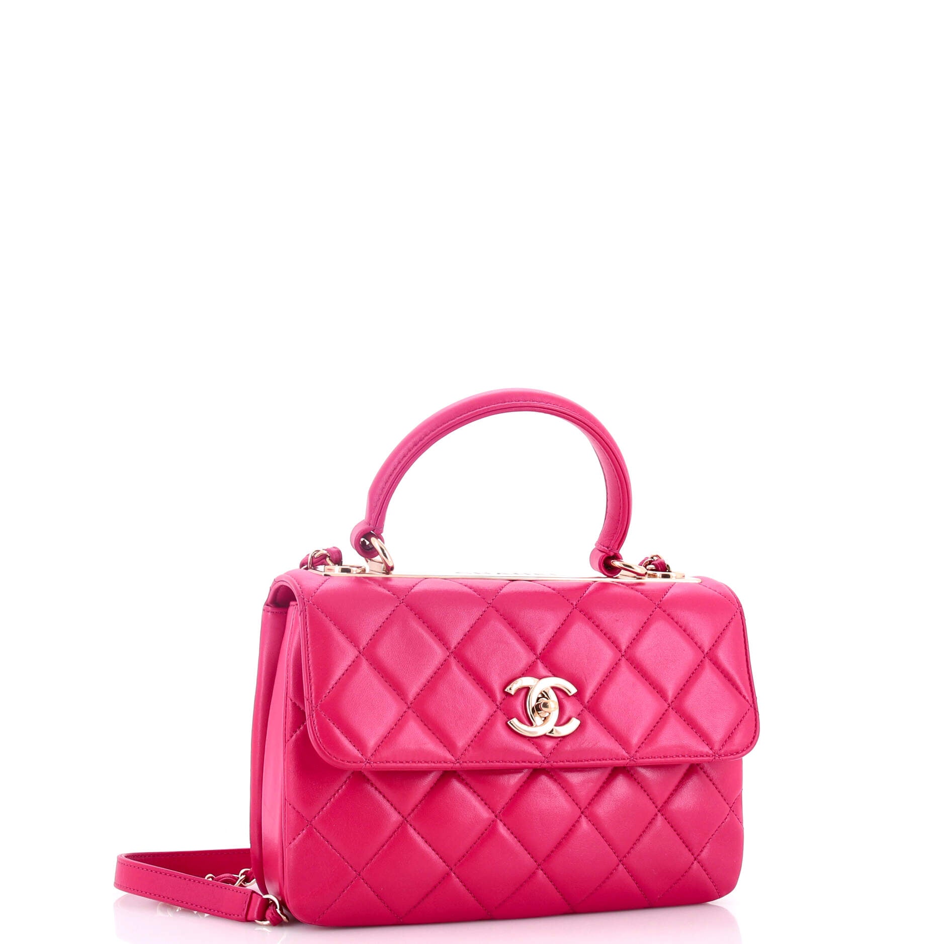 Trendy CC Top Handle Bag Quilted Lambskin Small
