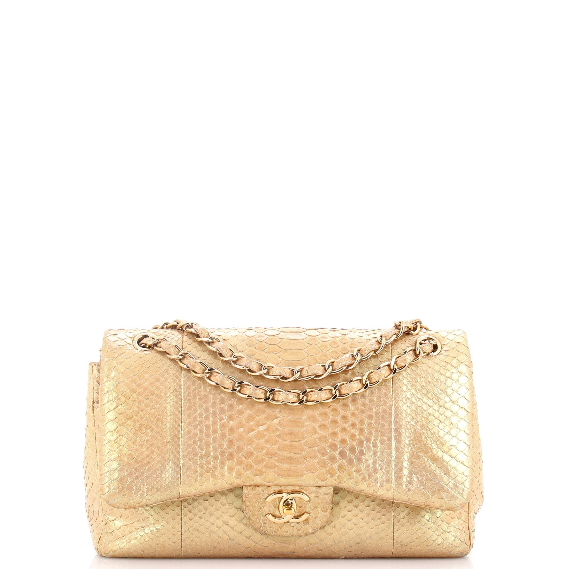 Classic Double Flap Bag Iridescent Python Jumbo