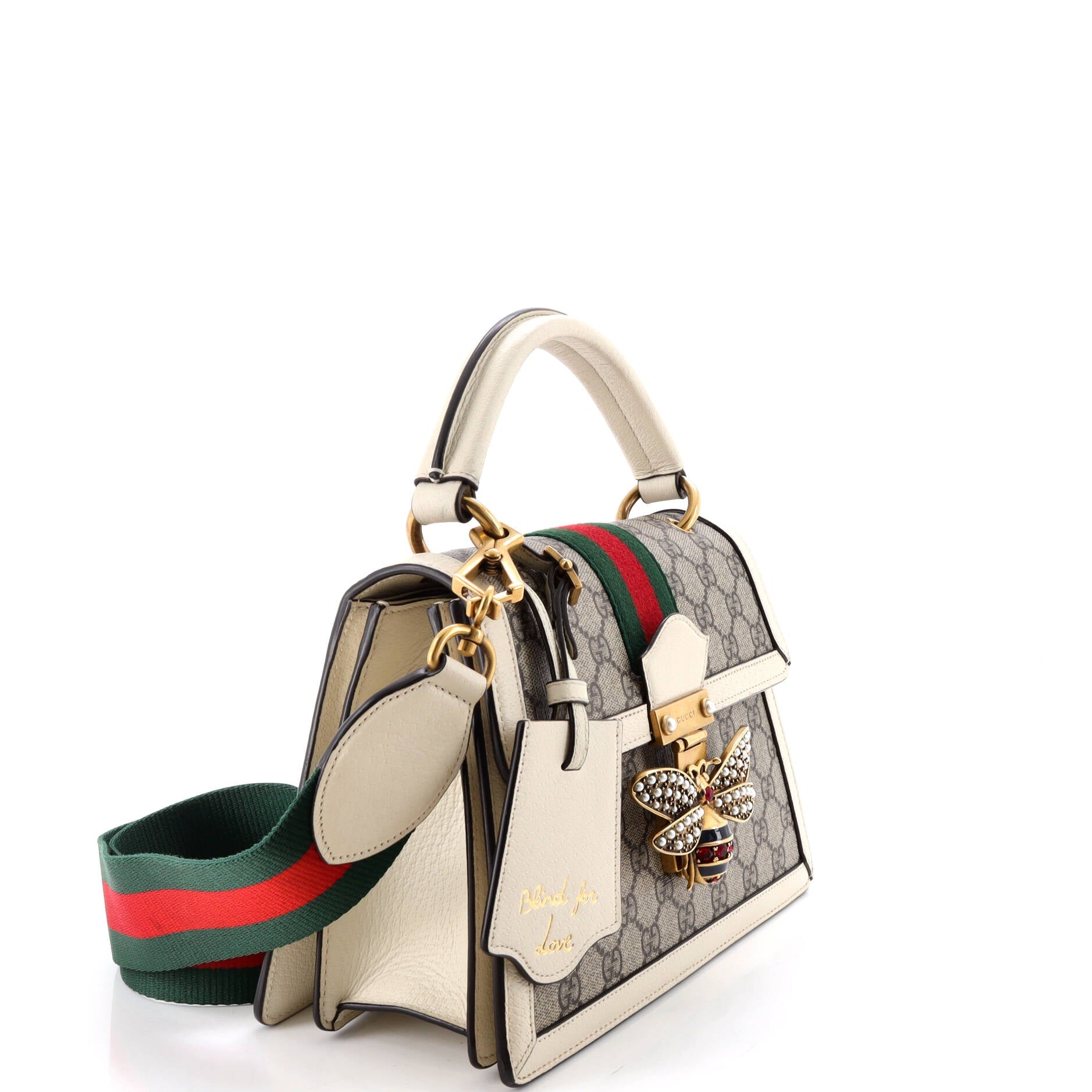 Queen Margaret Top Handle Bag GG Coated Canvas with Leather Small