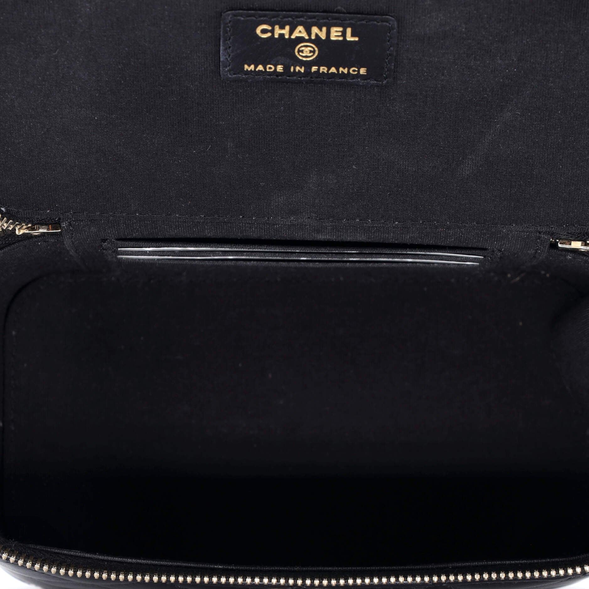 Classic Top Handle Vanity Case with Chain Quilted Lambskin Small