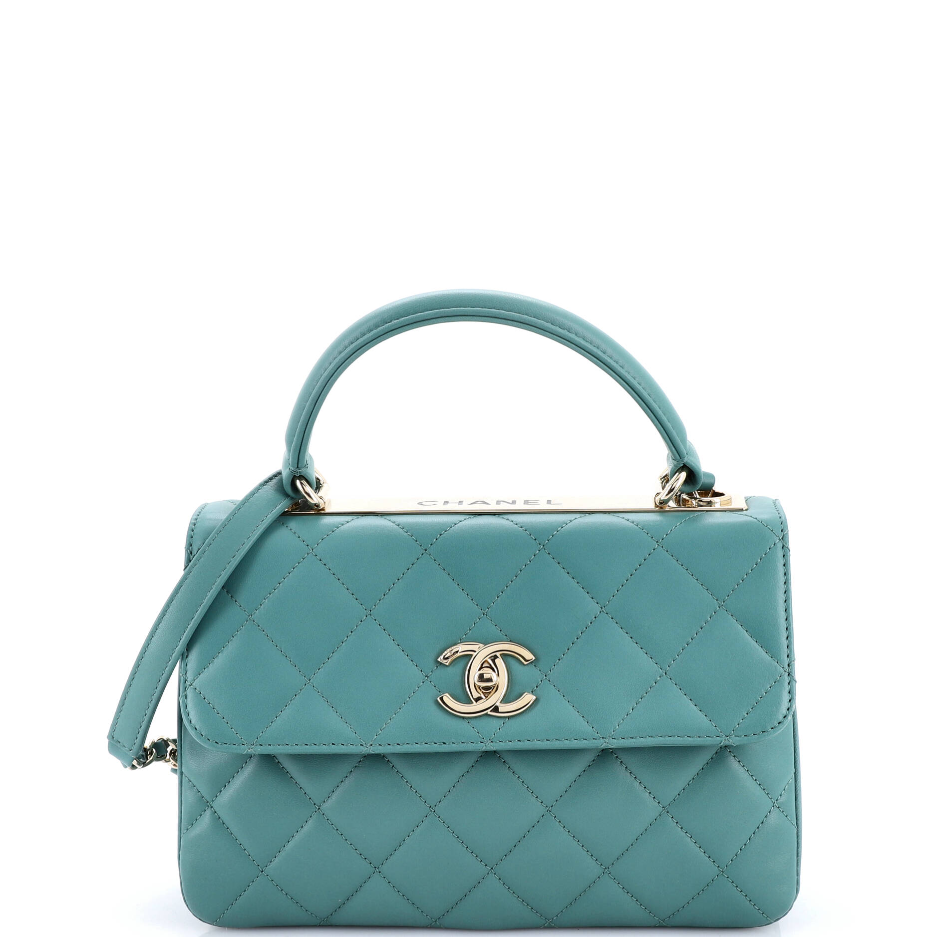 Trendy CC Top Handle Bag Quilted Lambskin Small