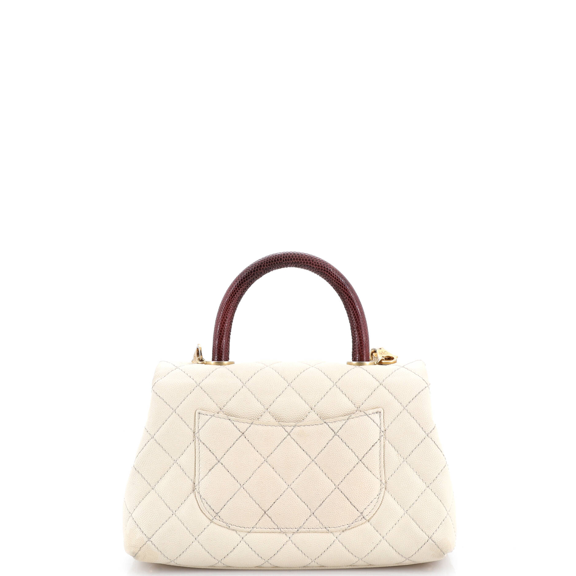 Coco Top Handle Bag Quilted Caviar with Lizard Mini