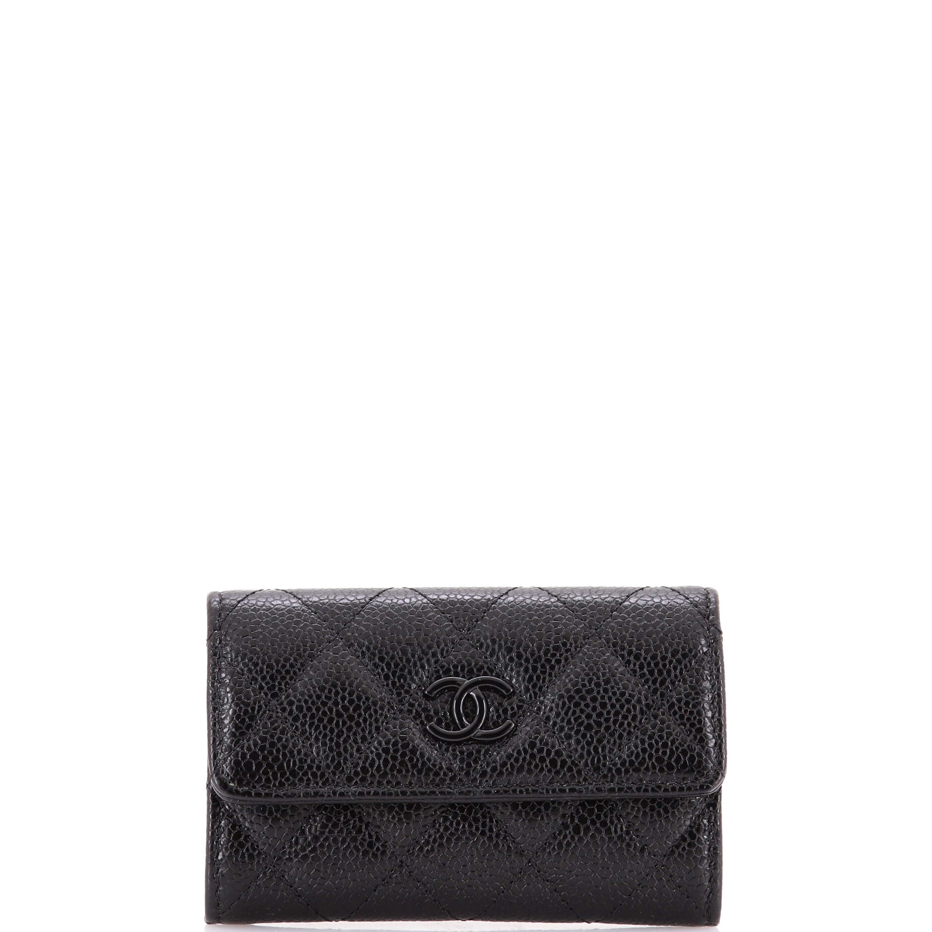 Incognito Flap Card Case Quilted Caviar