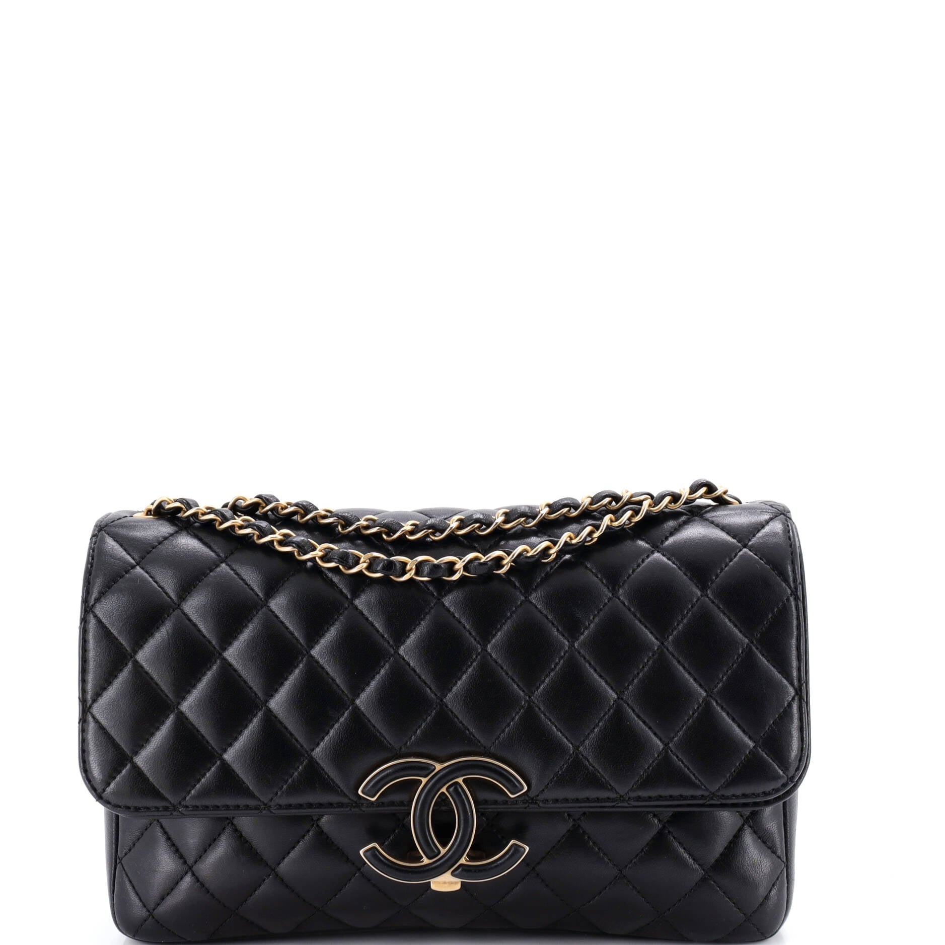 CC Chic Double Flap Bag Quilted Lambskin Medium