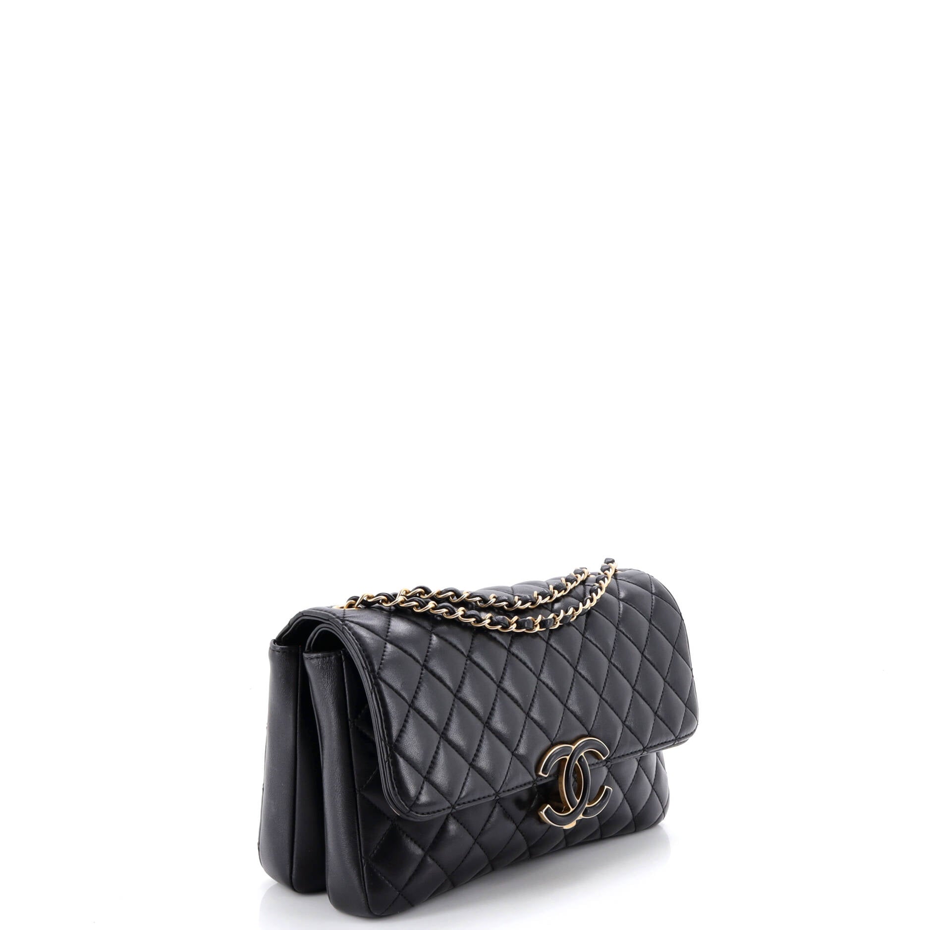 CC Chic Double Flap Bag Quilted Lambskin Medium