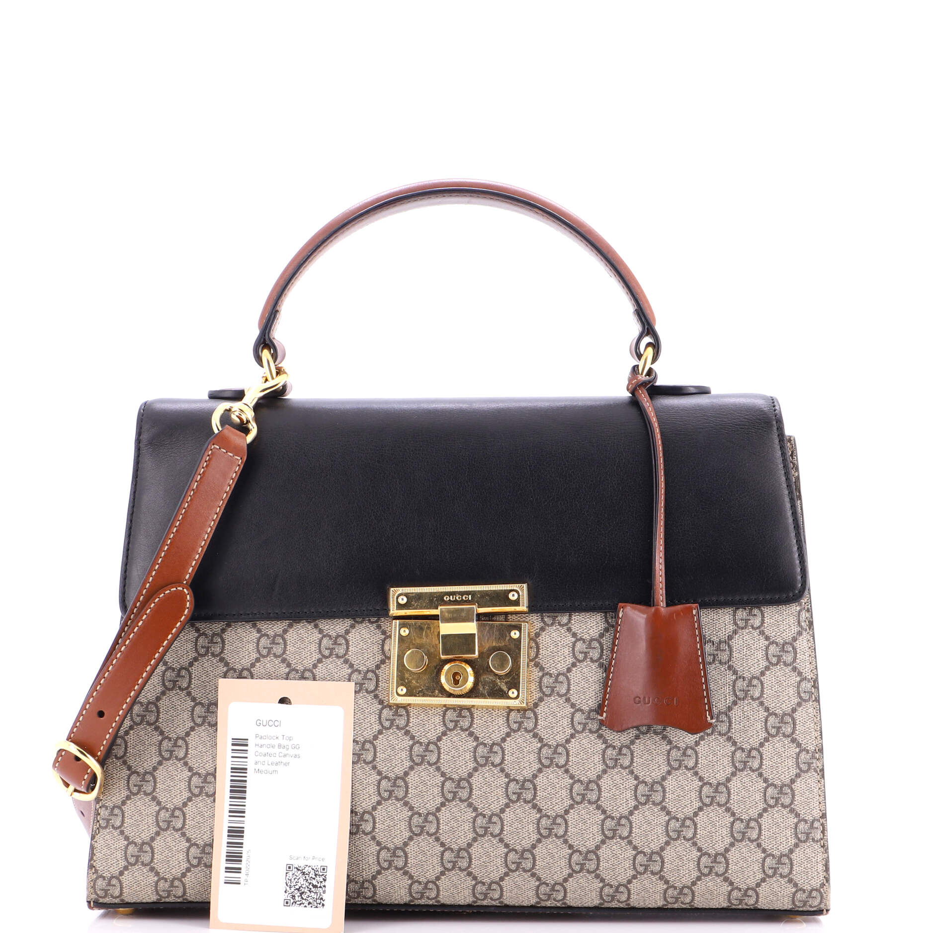 Padlock Top Handle Bag GG Coated Canvas and Leather Medium