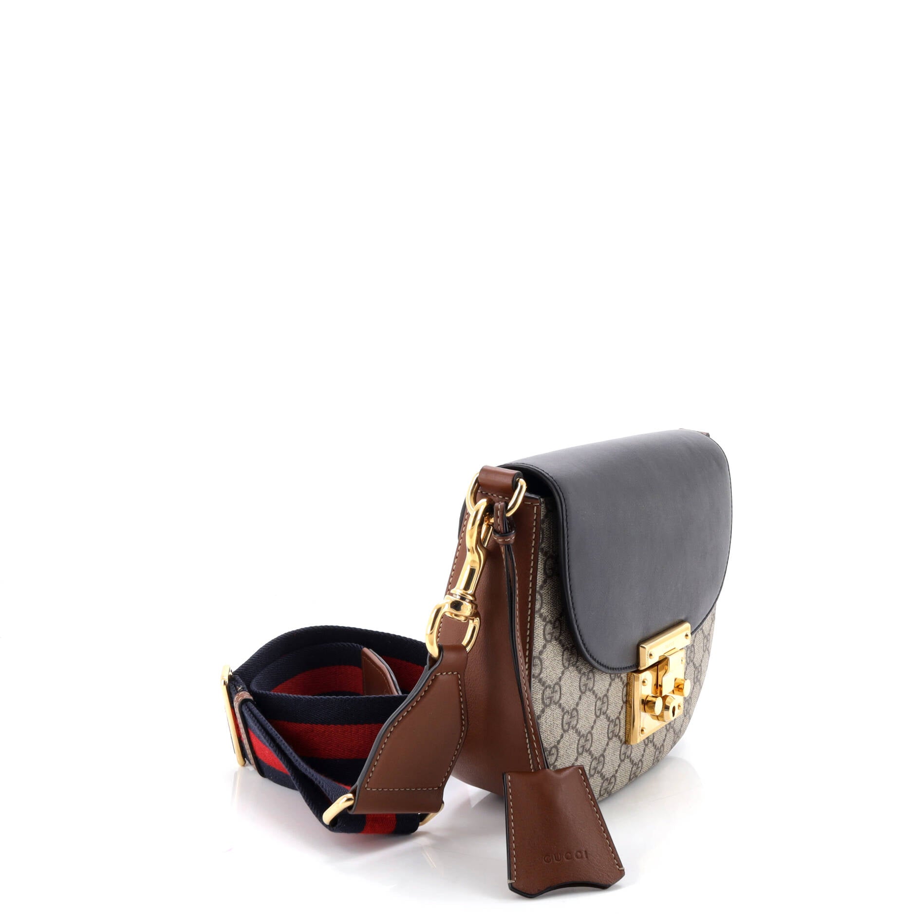 Padlock Saddle Shoulder Bag GG Coated Canvas and Leather Medium