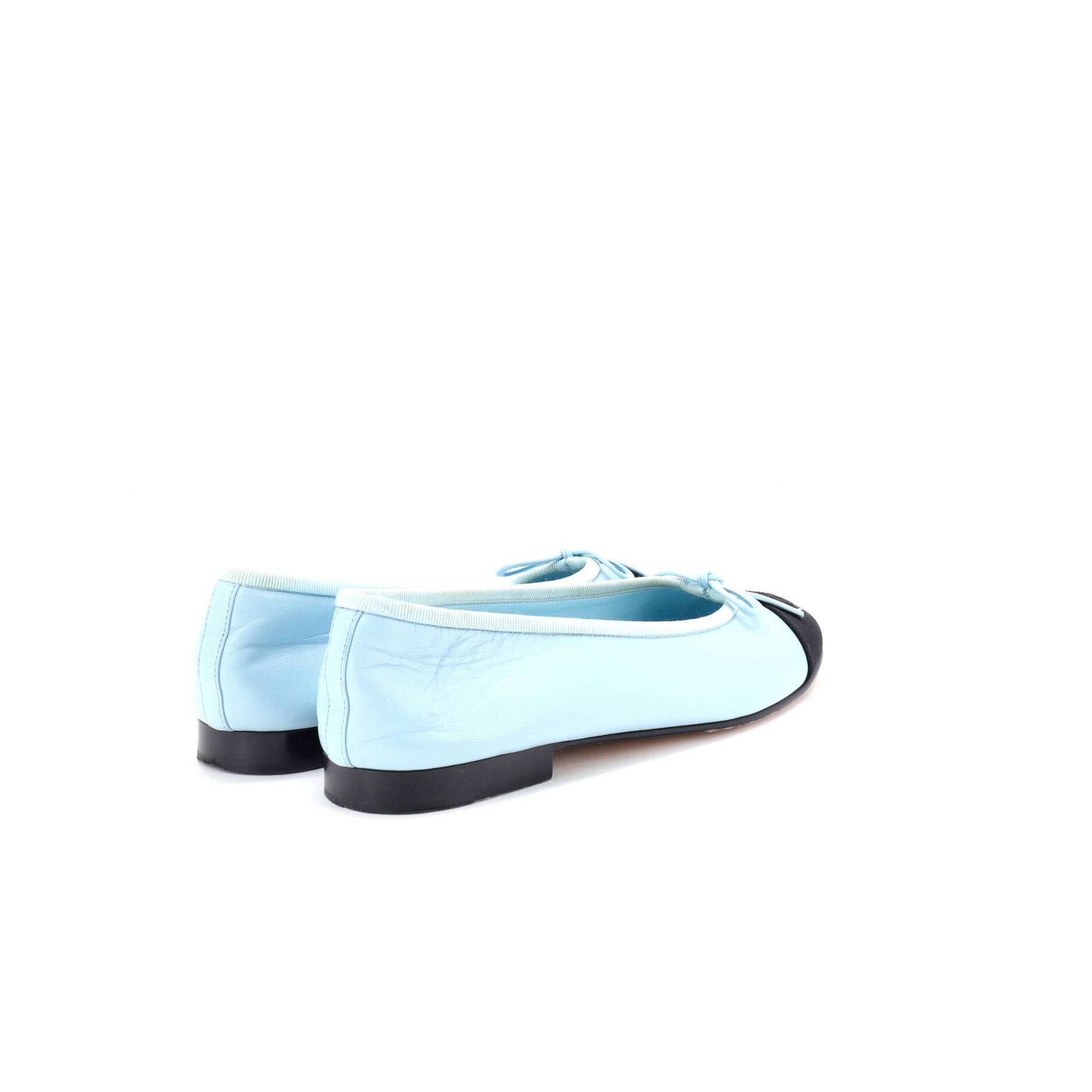 Women's CC Cap Toe Bow Ballerina Flats Leather with Grosgrain