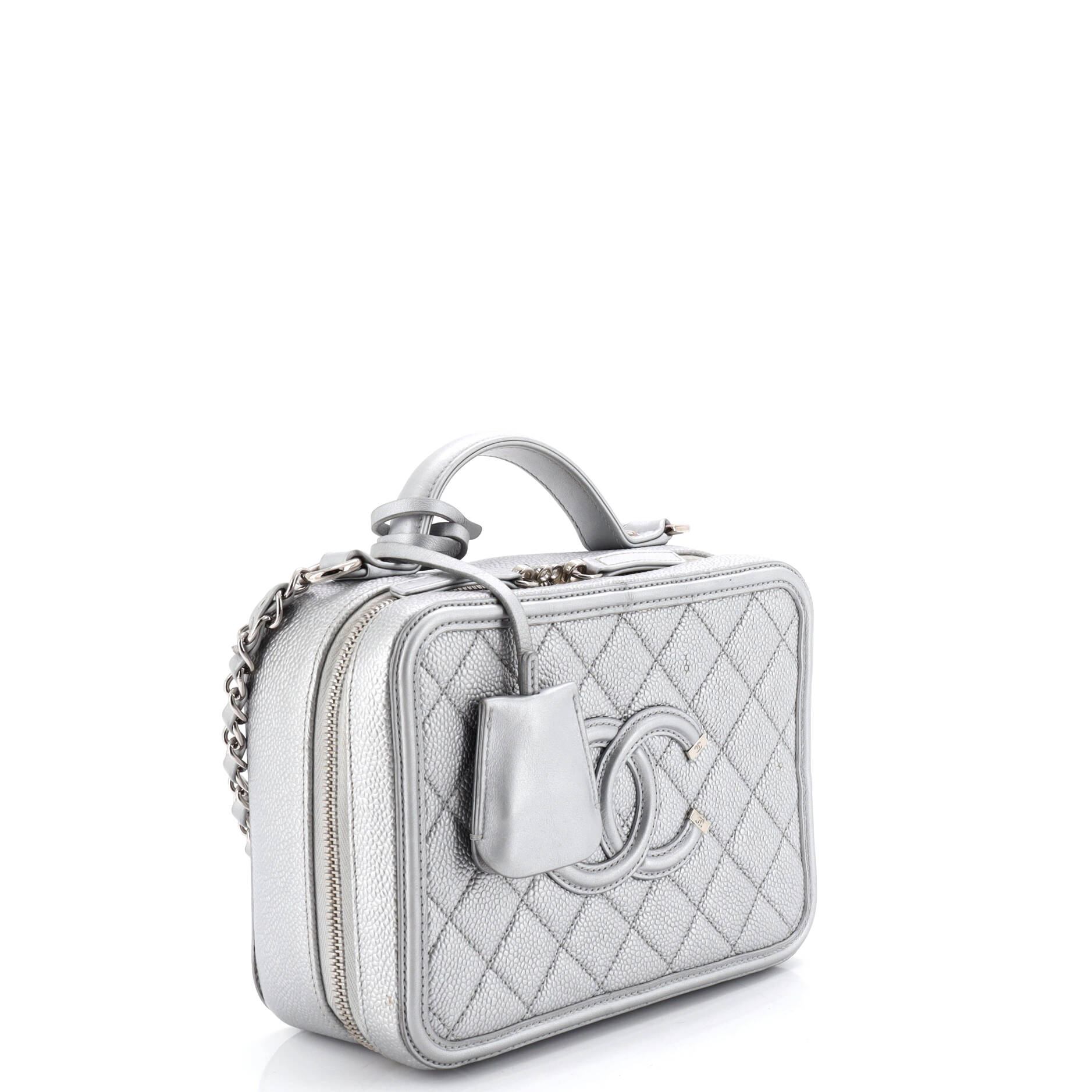 Filigree Vanity Case Quilted Caviar Medium