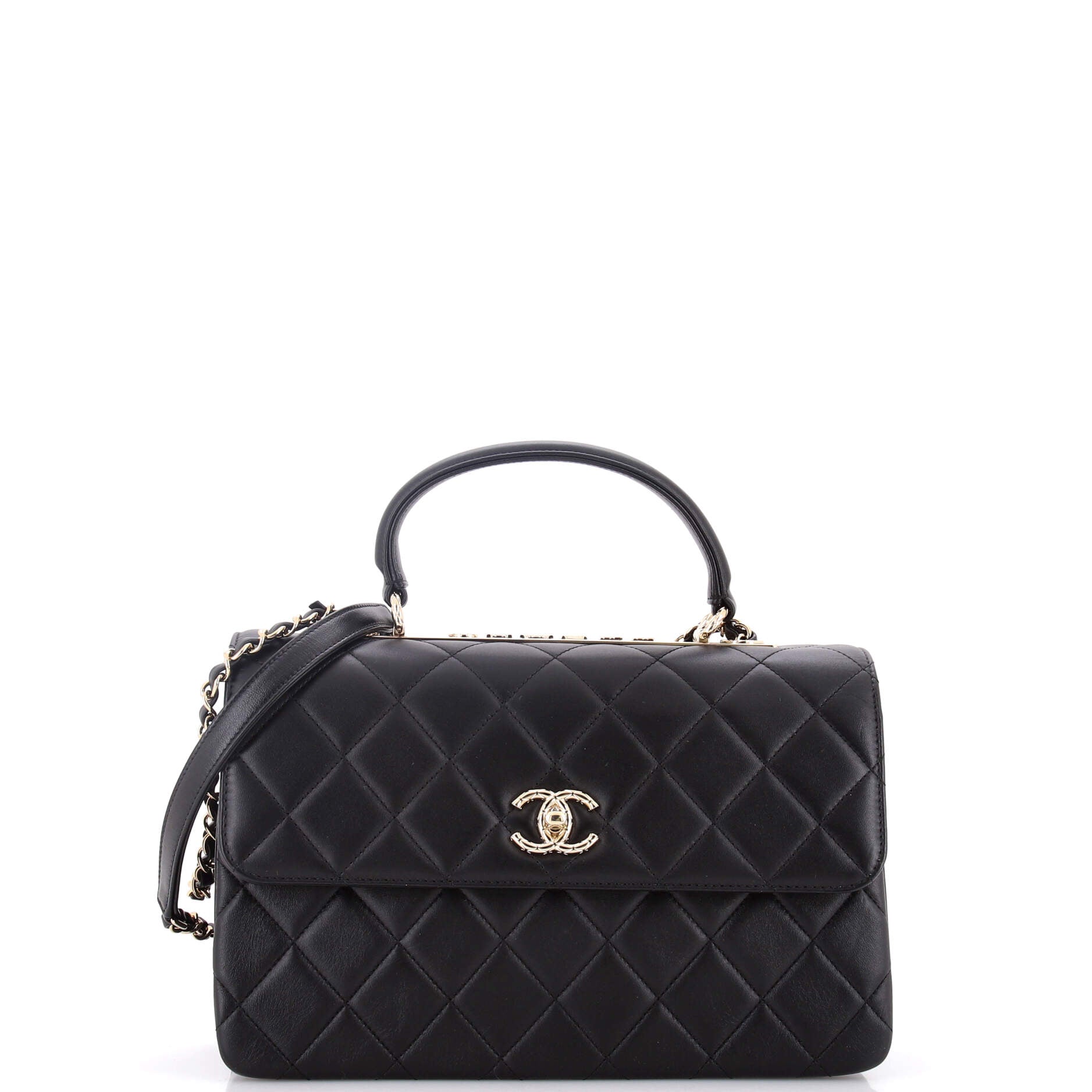 Trendy CC Top Handle Bag Quilted Lambskin Medium