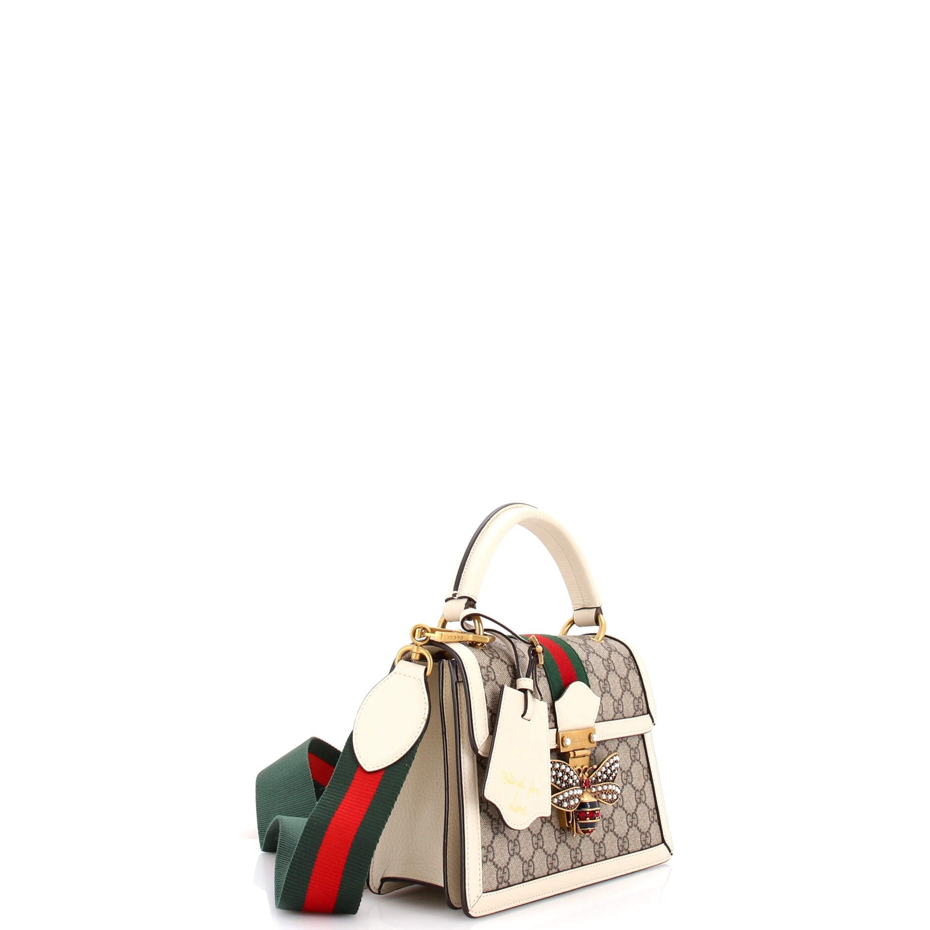 Queen Margaret Top Handle Bag GG Coated Canvas with Leather Small