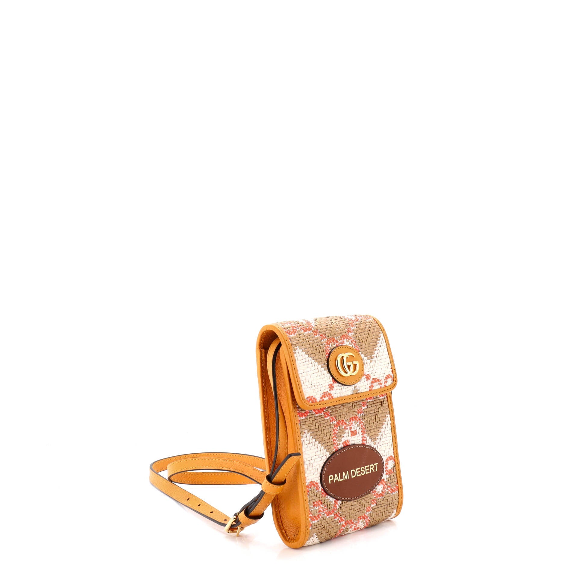 Destination Phone Flap Crossbody Bag Straw Effect GG Raffia