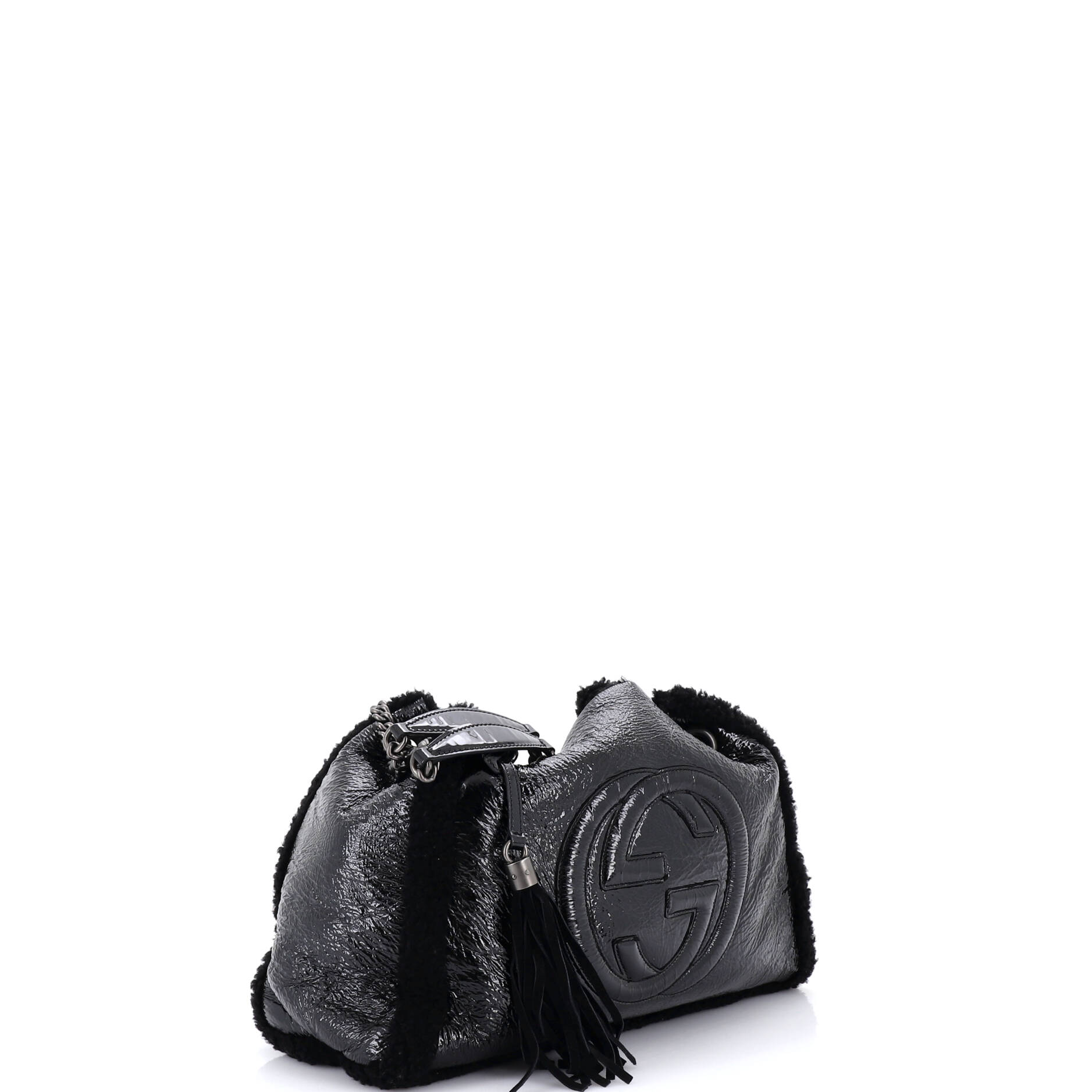 Soho Chain Strap Shoulder Bag Patent and Shearling Medium