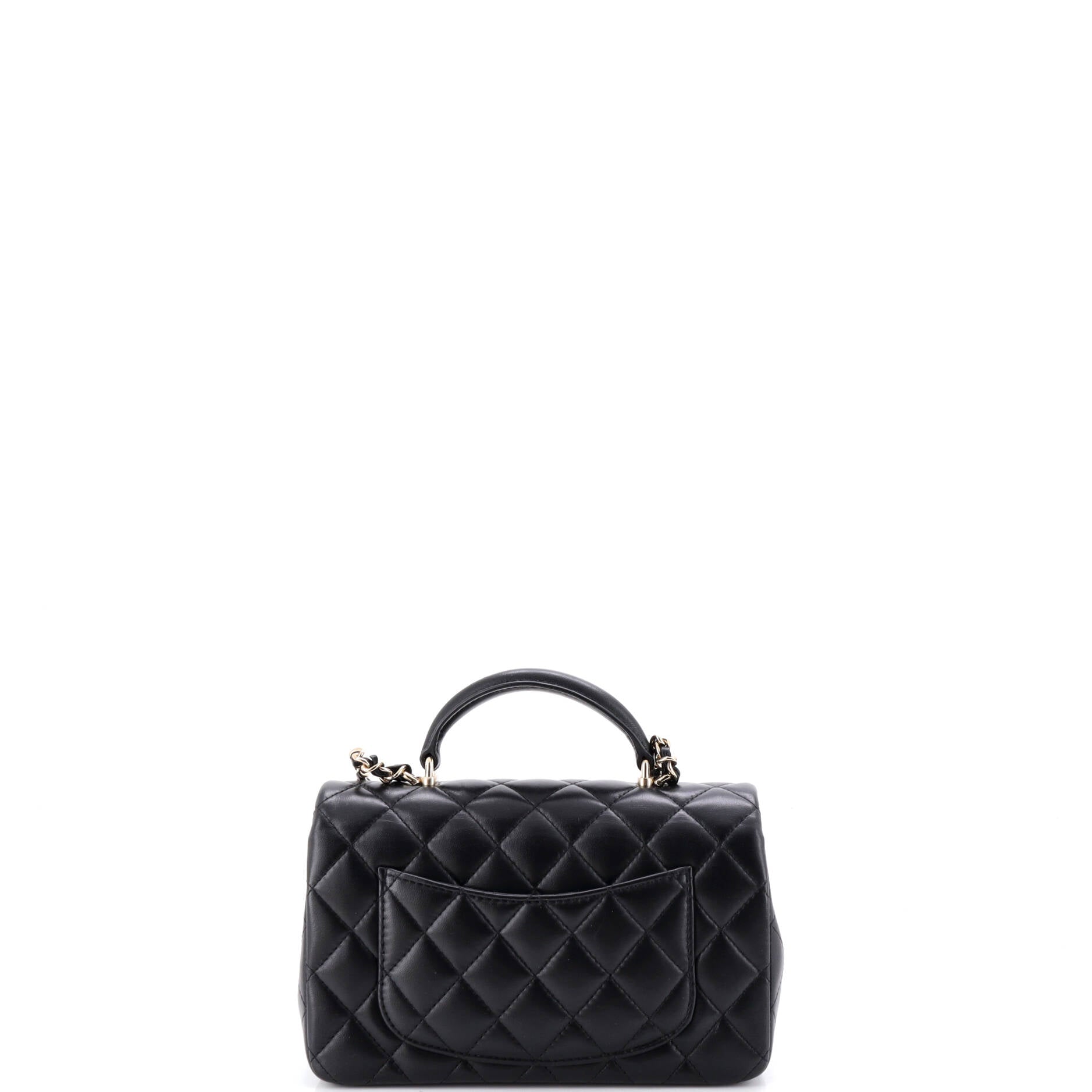 Classic Single Flap Top Handle Bag Quilted Lambskin Mini