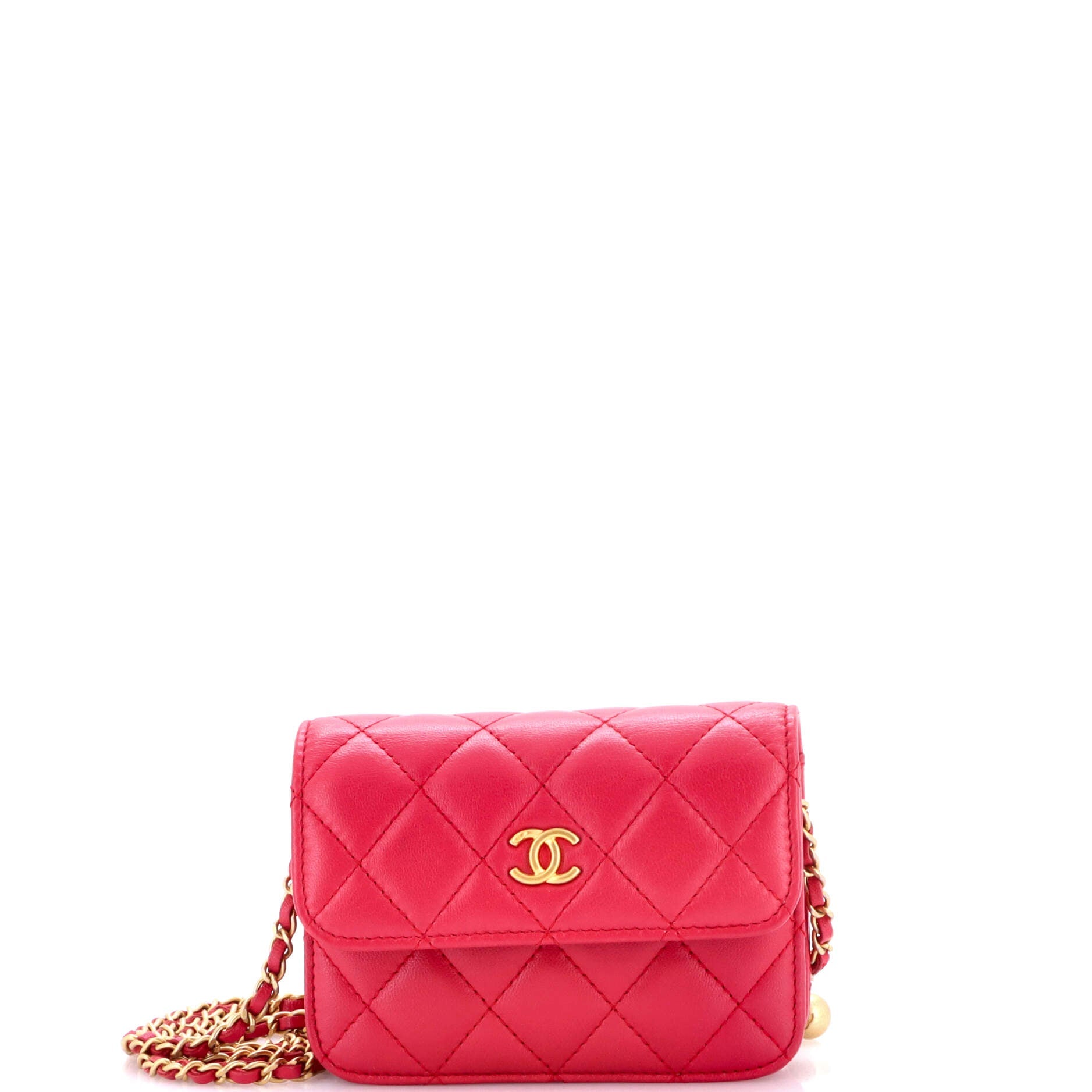Pearl Crush Flap Clutch with Chain Quilted Lambskin Mini