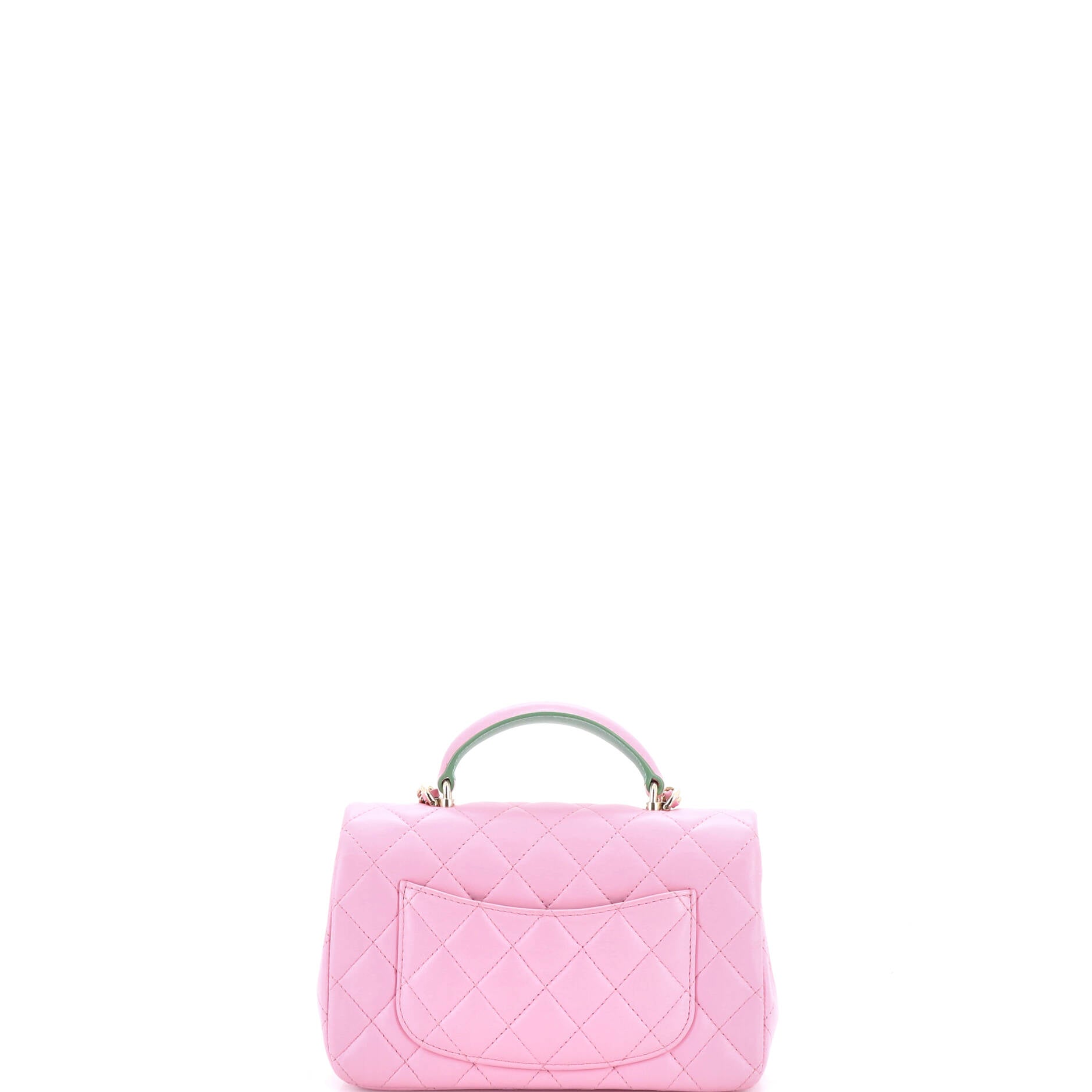 Classic Single Flap Top Handle Bag Quilted Lambskin Mini