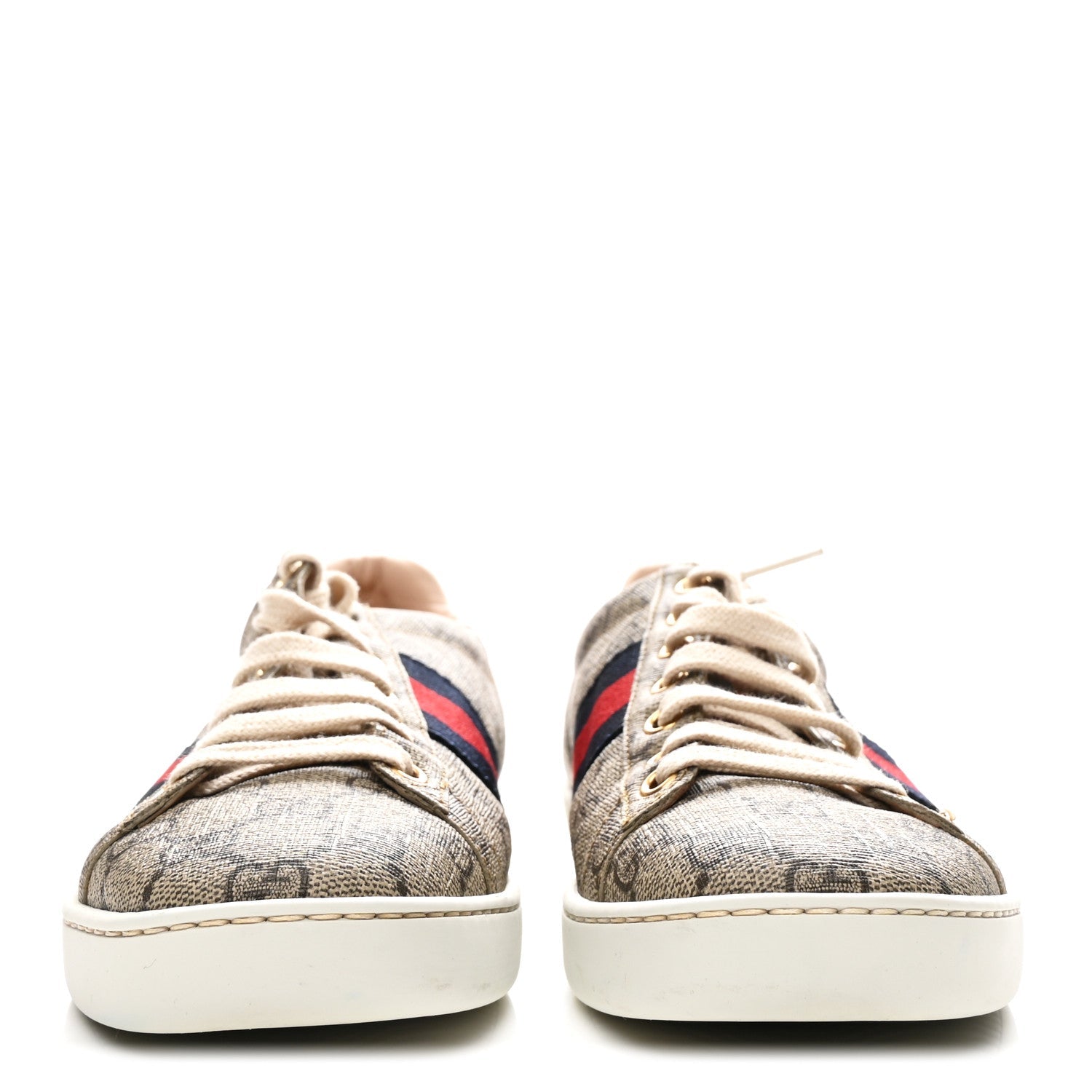 GG Supreme Monogram Womens Ace Low-Top Sneaker 37 Beige