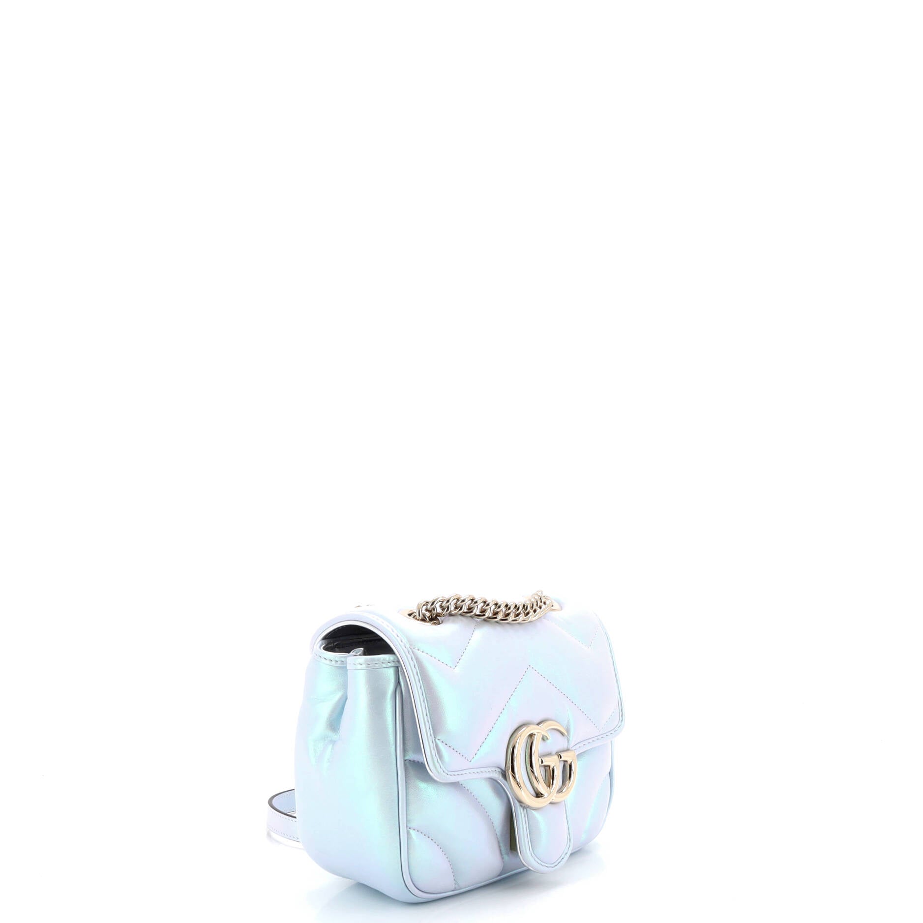 GG Marmont Square Flap Bag Chevron Iridescent Leather Mini