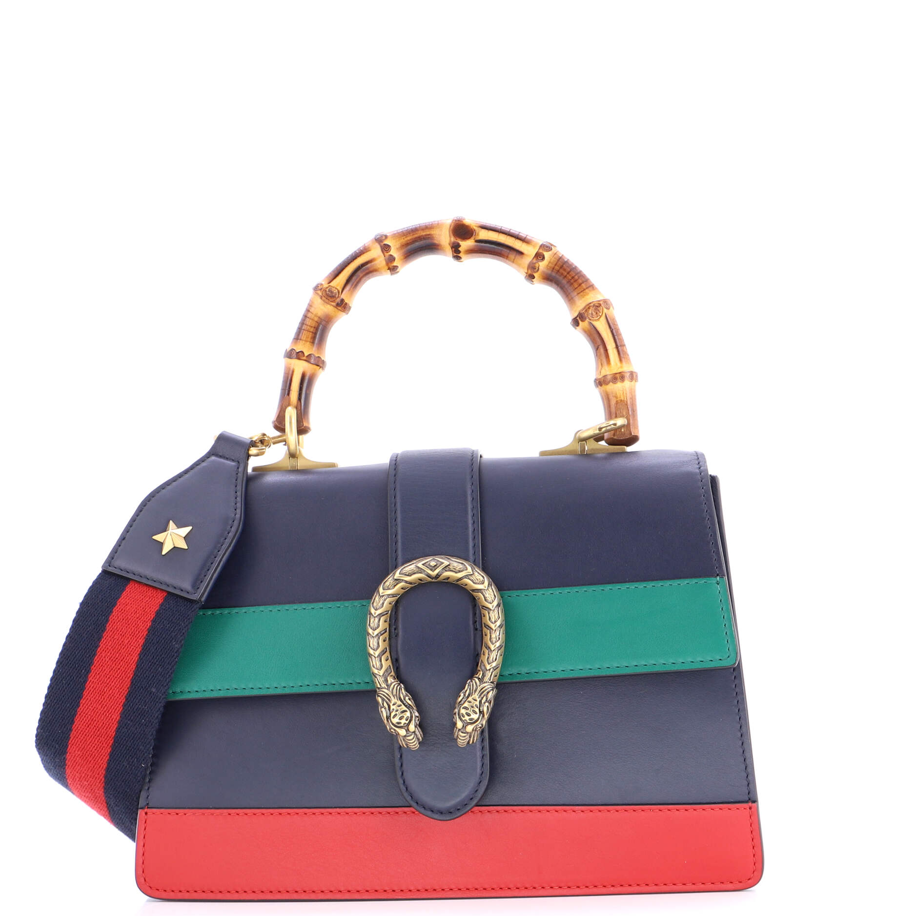 Dionysus Bamboo Top Handle Bag Colorblock Leather Medium