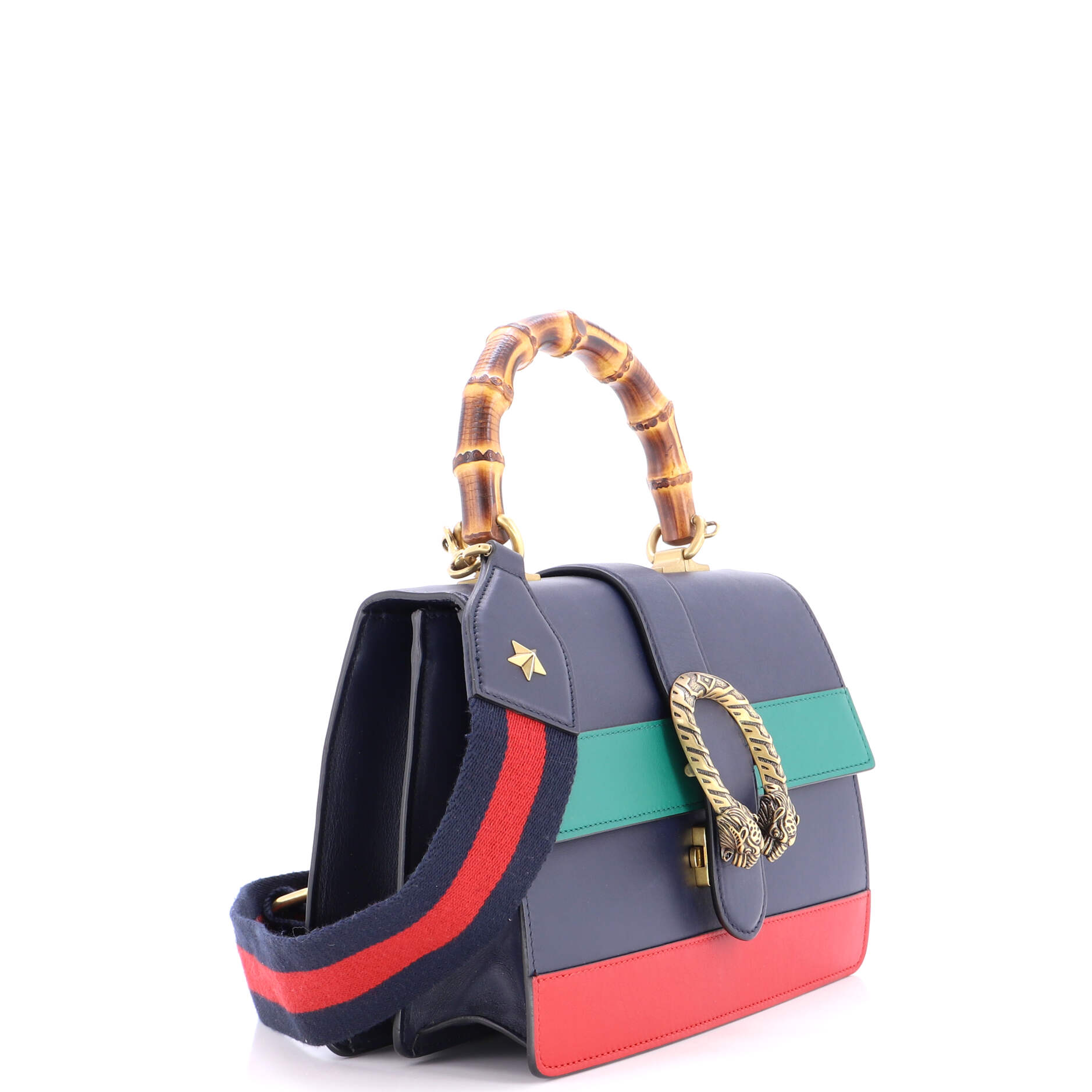 Dionysus Bamboo Top Handle Bag Colorblock Leather Medium