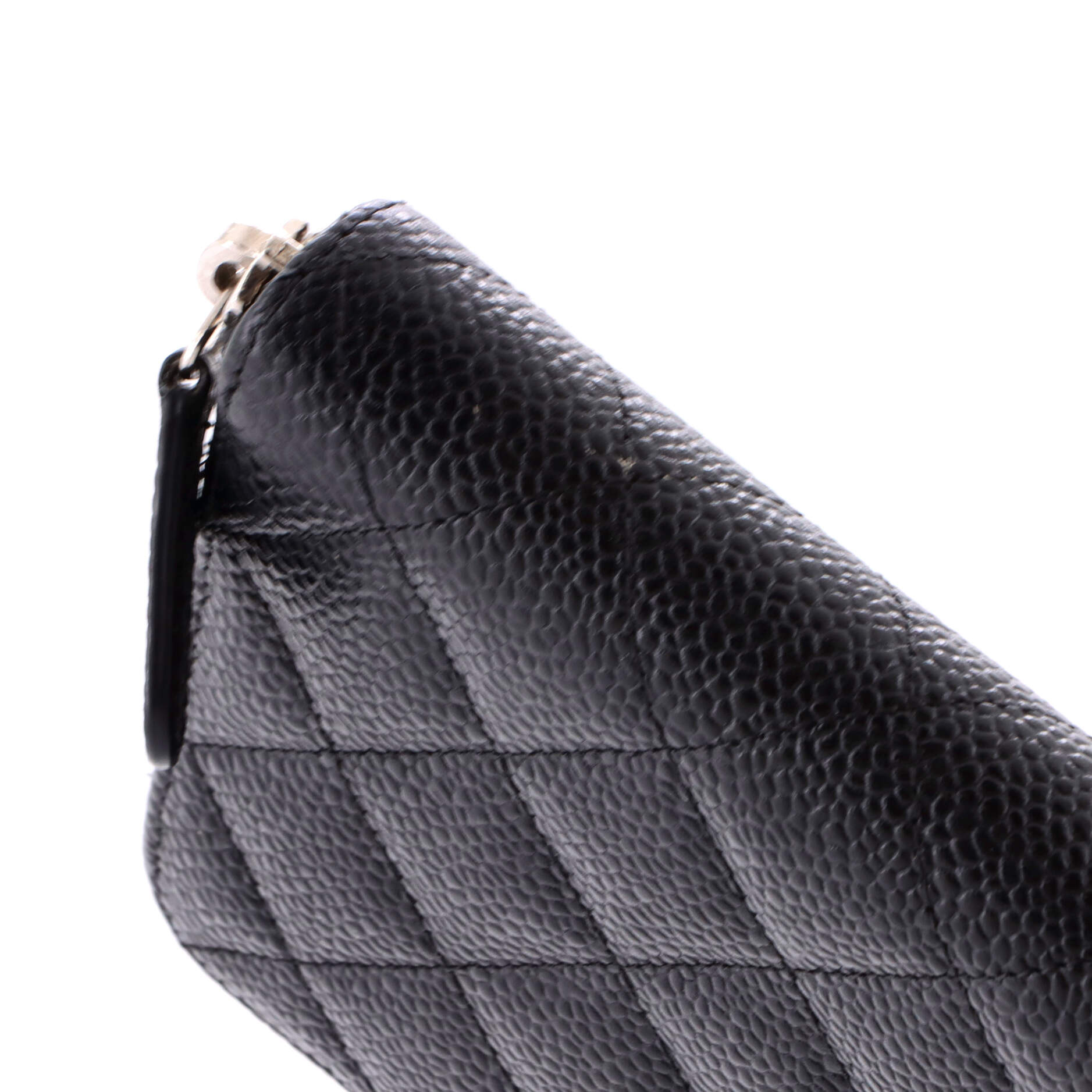 Zip Around Wallet Quilted Caviar Long