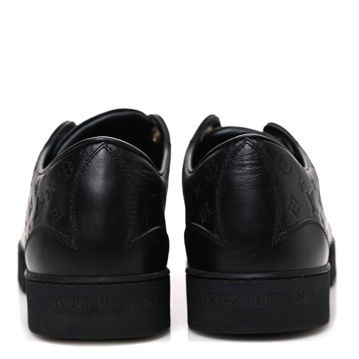 Calfskin Embossed Monogram Mens Luxembourg Sneakers 36 Black