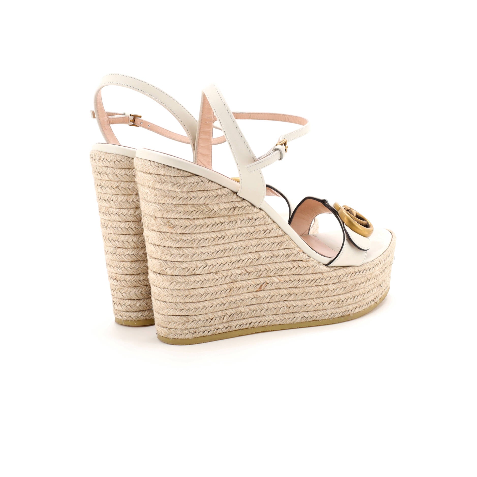Women's GG Marmont Wedge Espadrille Sandals Leather