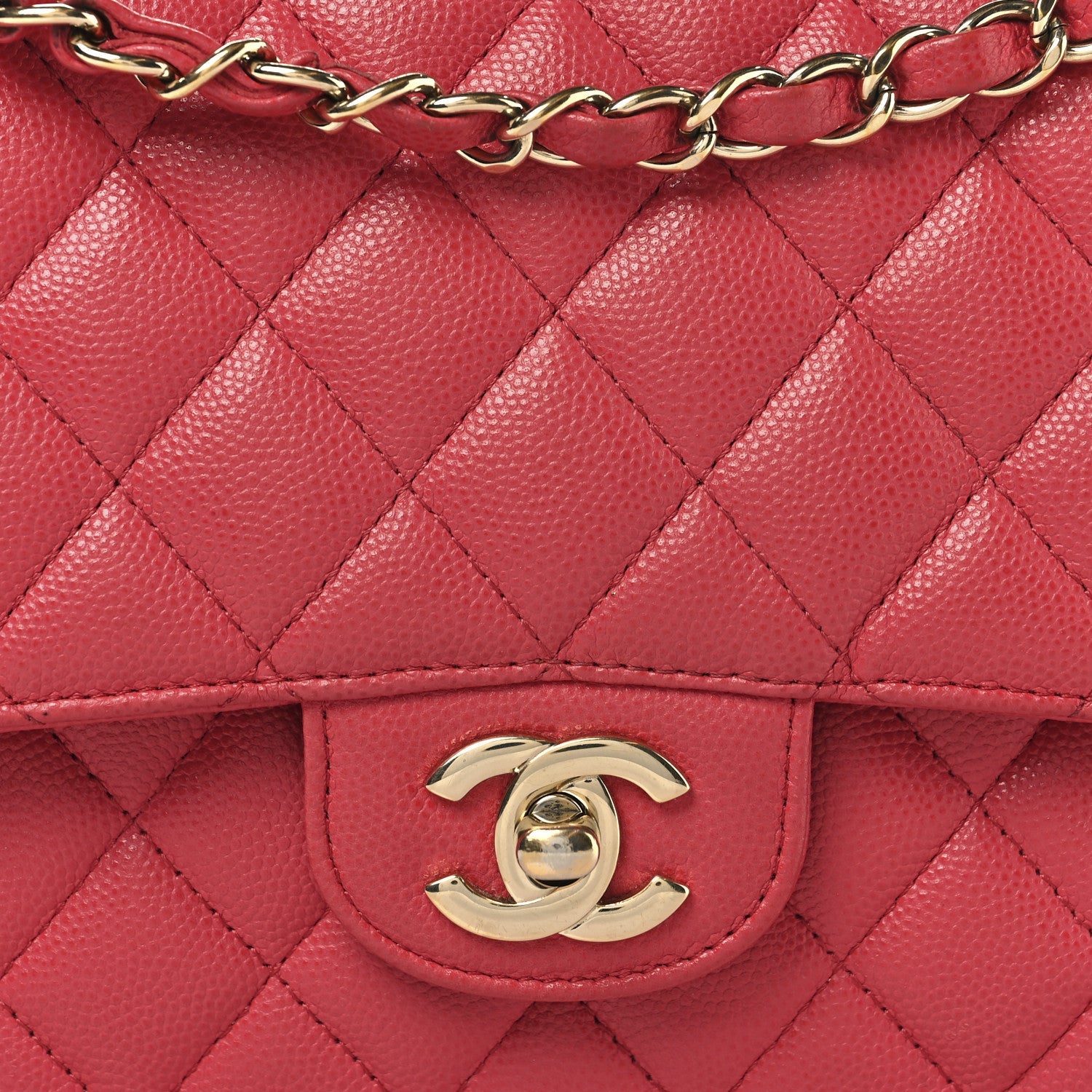 Caviar Quilted Medium Double Flap Pink