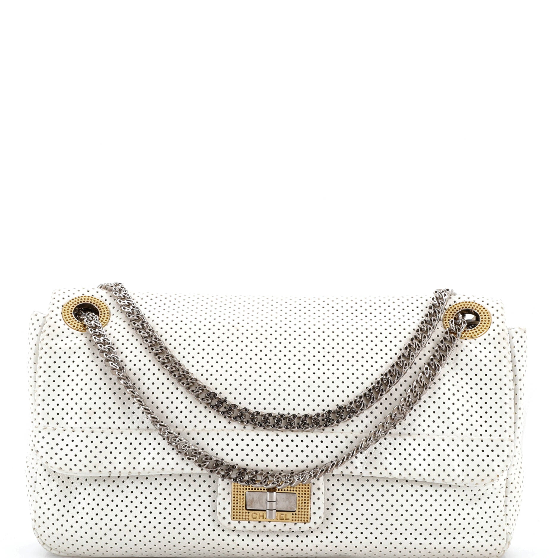 Drill Flap Bag Perforated Leather Medium