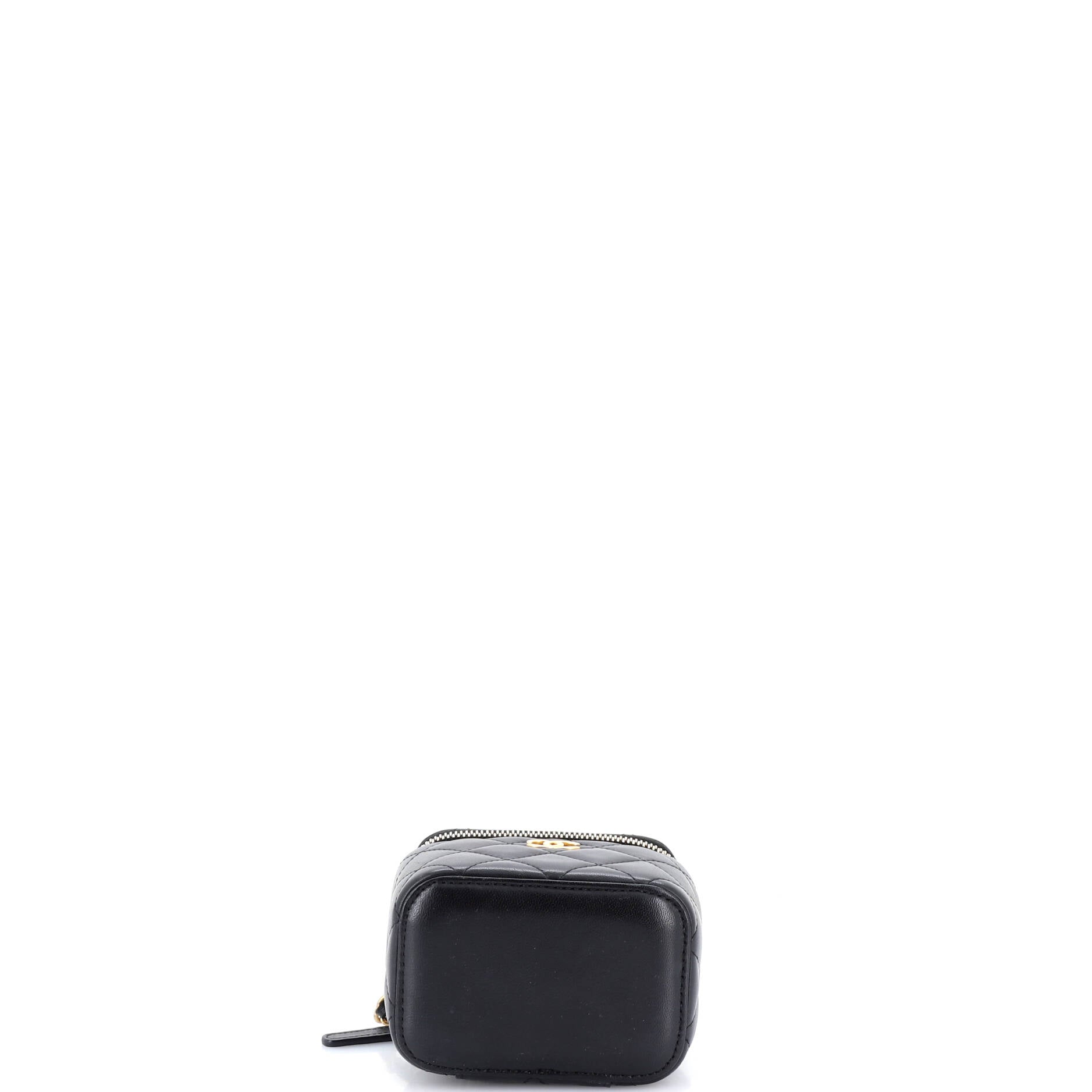 Classic Top Handle Vanity Case with Chain Quilted Lambskin Mini