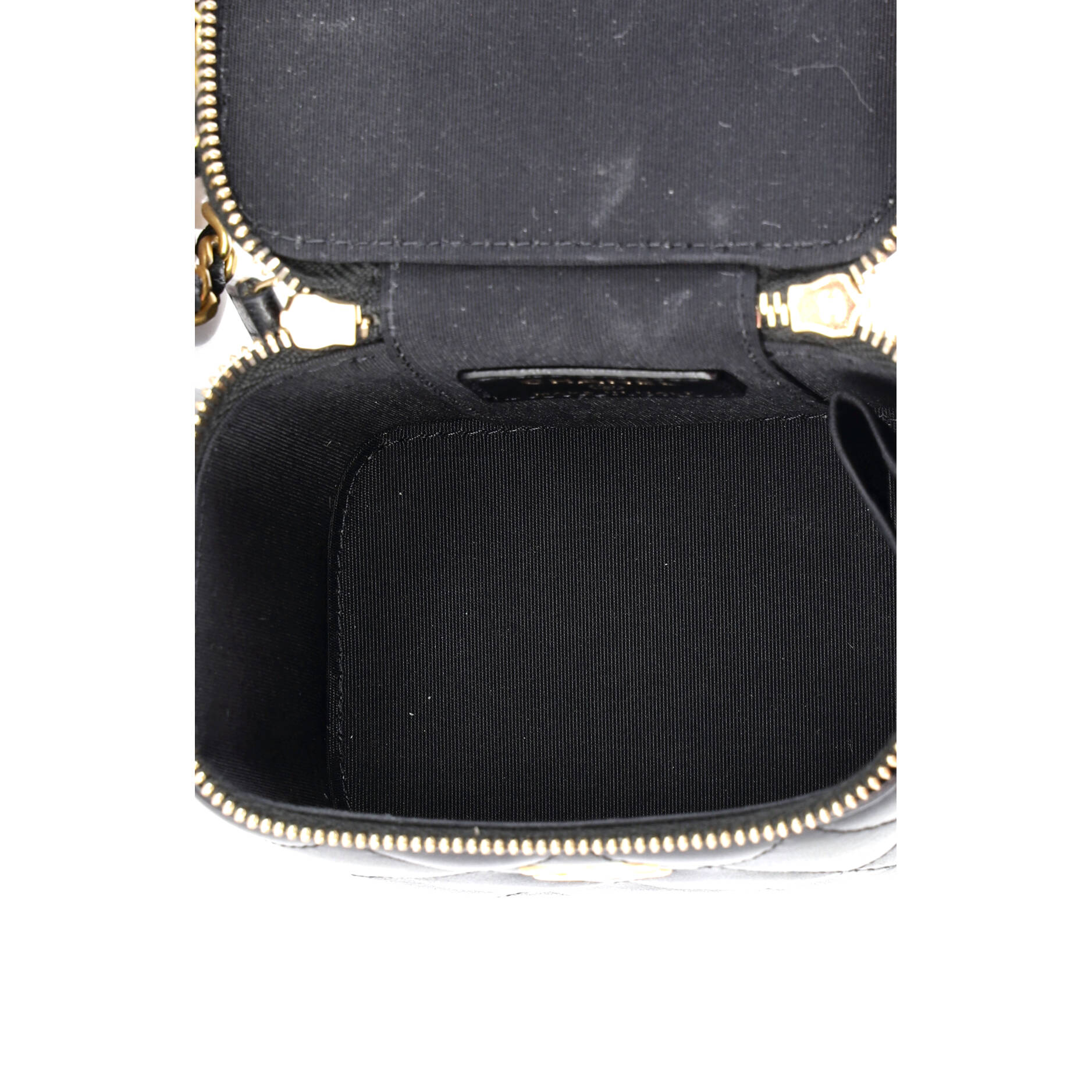 Classic Top Handle Vanity Case with Chain Quilted Lambskin Mini