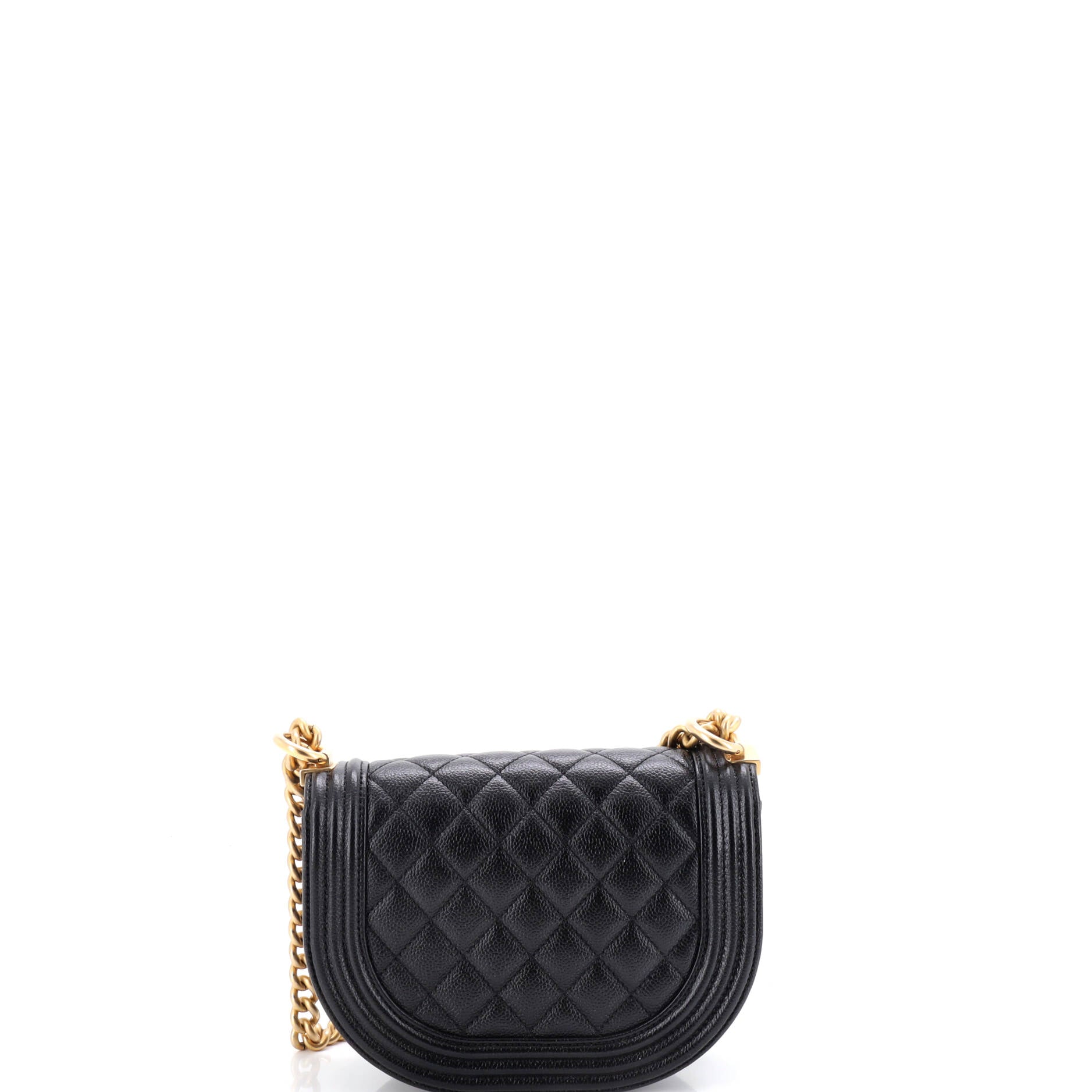 Boy Curved Messenger Bag Quilted Caviar Small