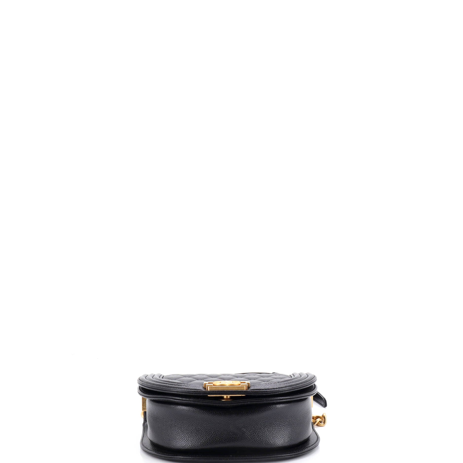 Boy Curved Messenger Bag Quilted Caviar Small