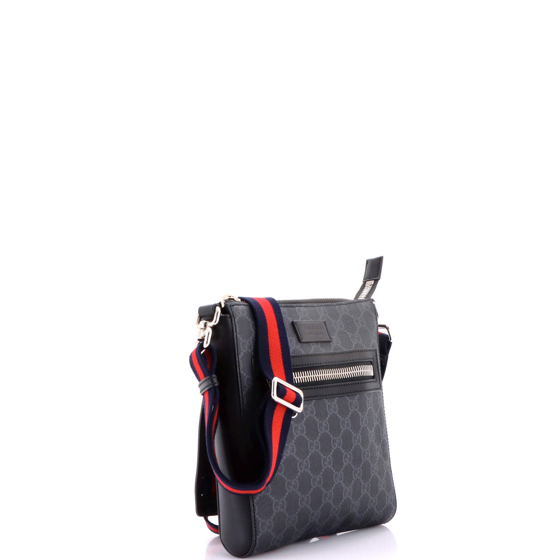 Web Strap Front Zip Messenger Bag GG Coated Canvas Small