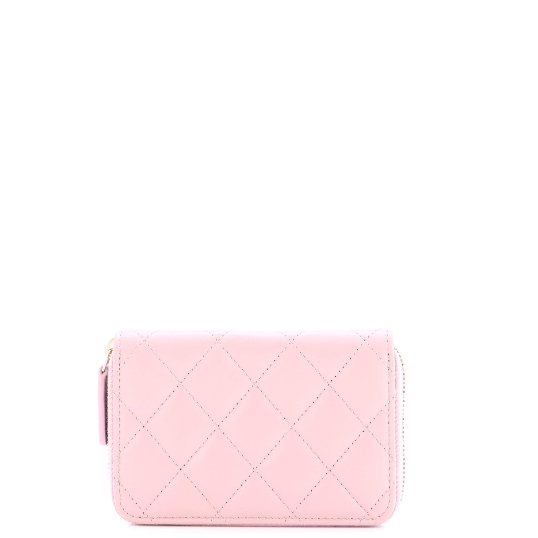 CC Pearl Zip Coin Purse Quilt Lambskin