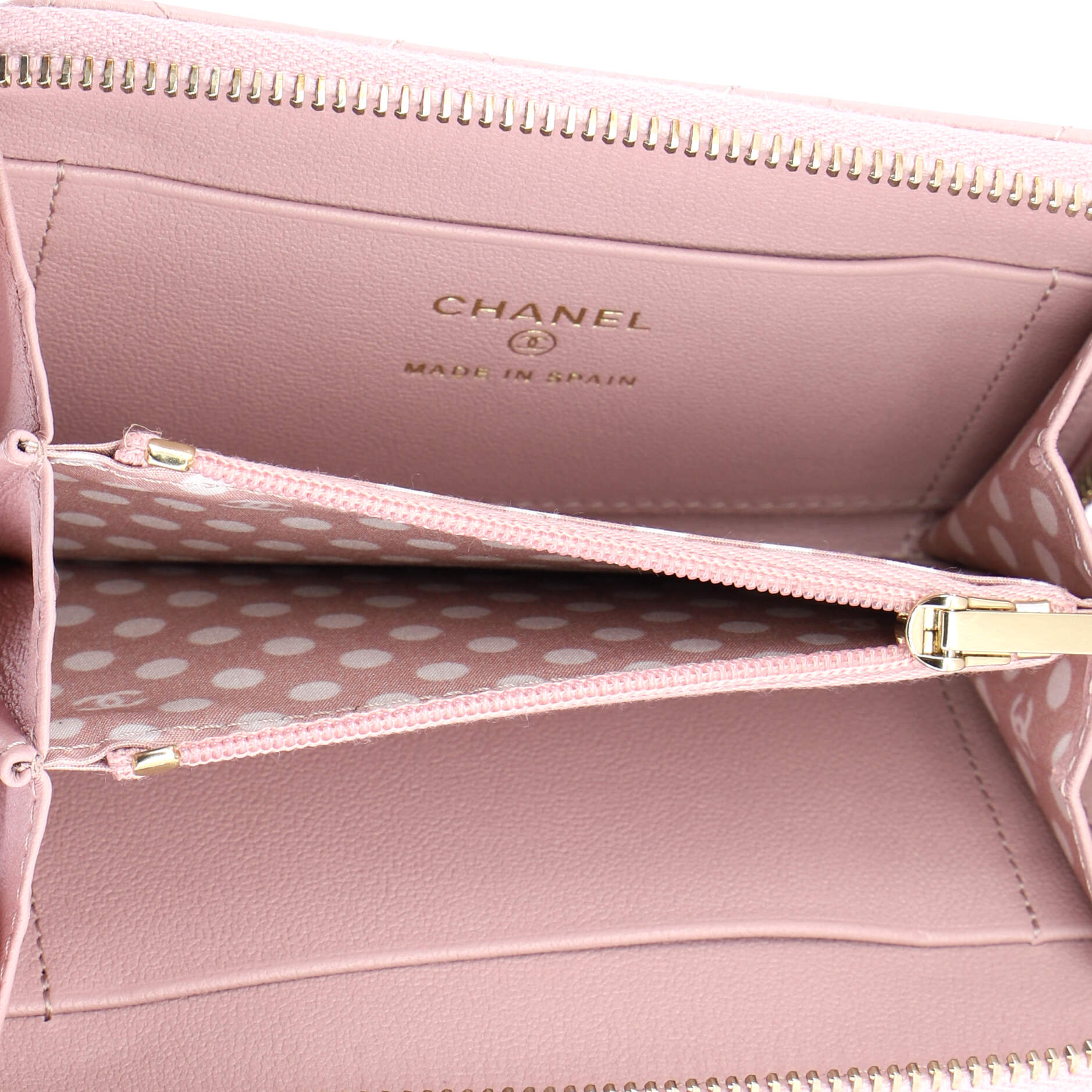 CC Pearl Zip Coin Purse Quilt Lambskin