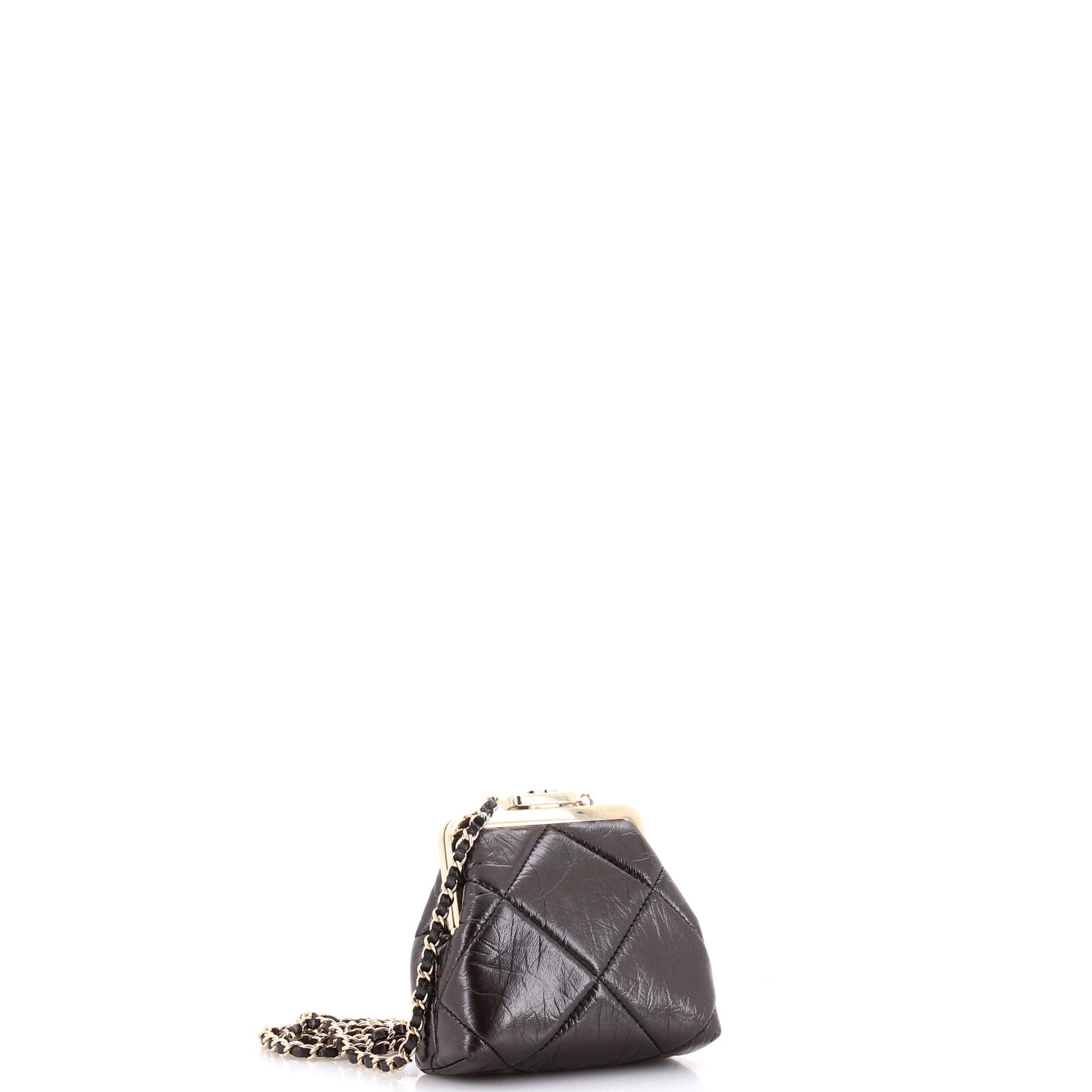 CC Kisslock Frame Clutch with Chain Quilted Lambskin Mini